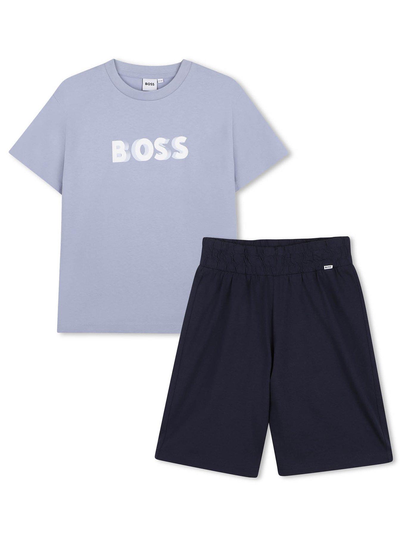 BOSS Boys Logo T-shirt And Short Set - Navy