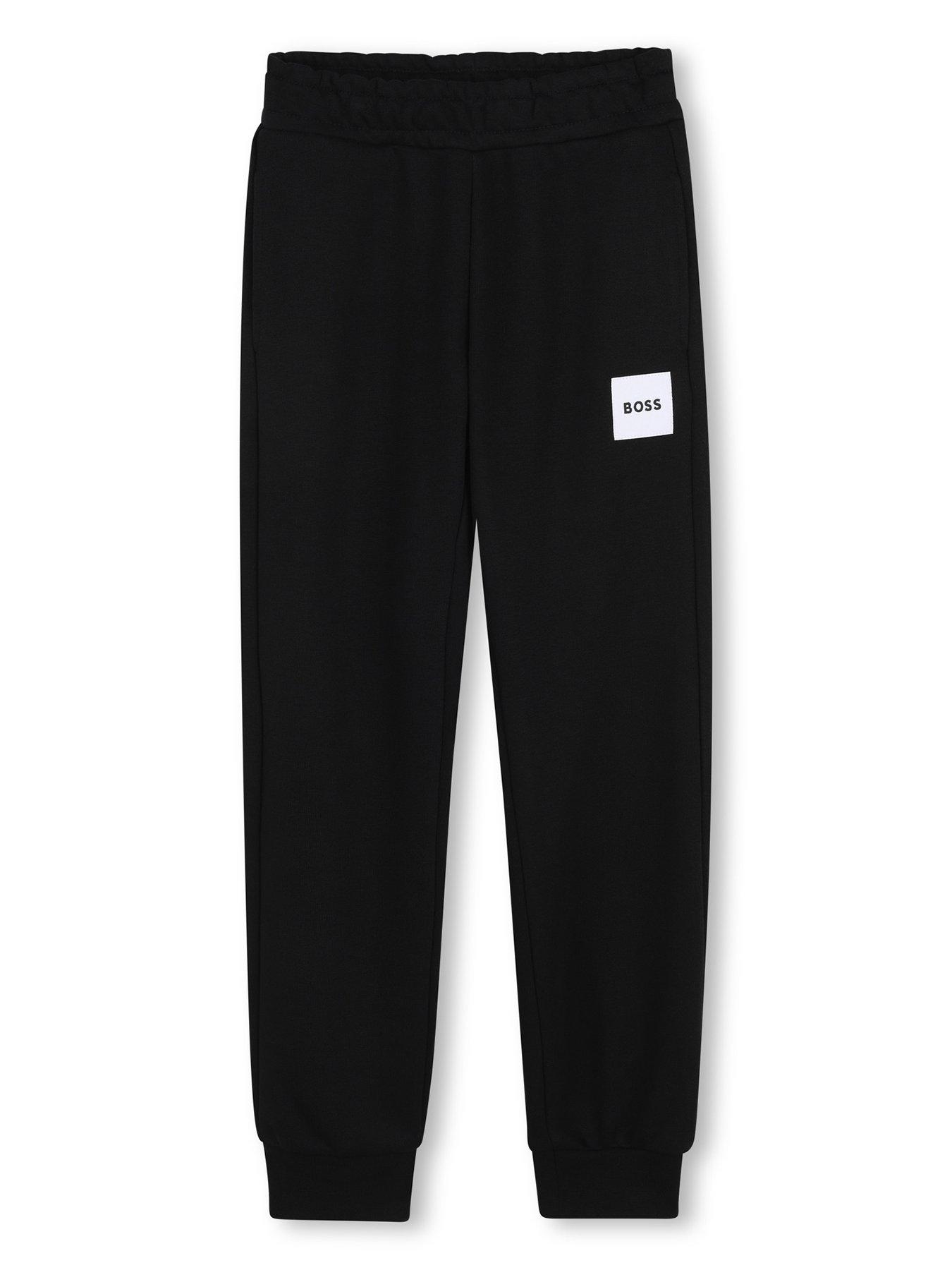 BOSS Boys Logo Jogging Bottoms, Black, Size 12 Years