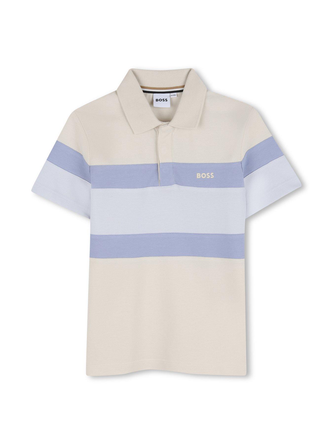 Image 3 of 6 of BOSS Boys Block Stripe Polo And Short Set - Multi