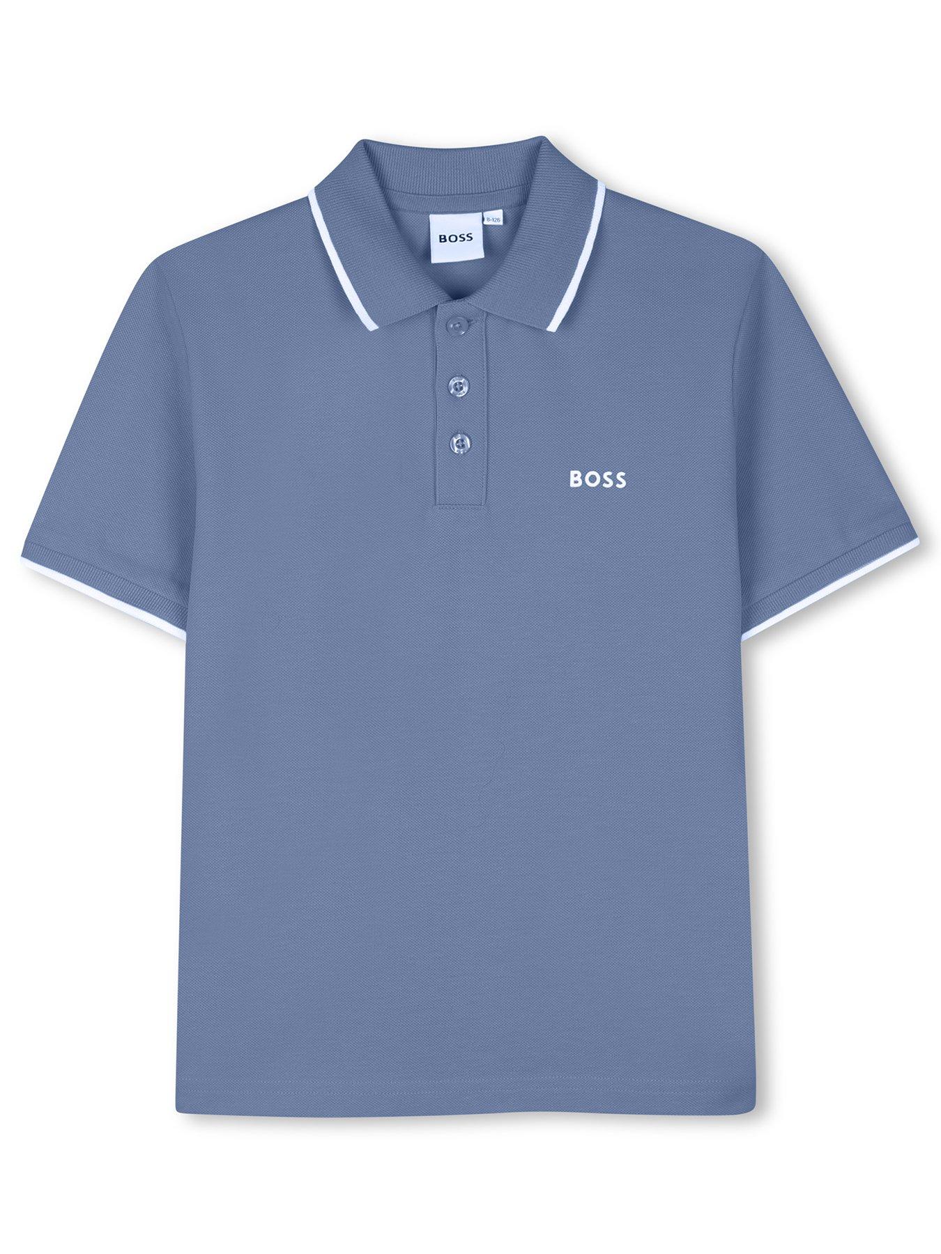 BOSS Boys Shorts Sleeve Polo Shirt - Blue
