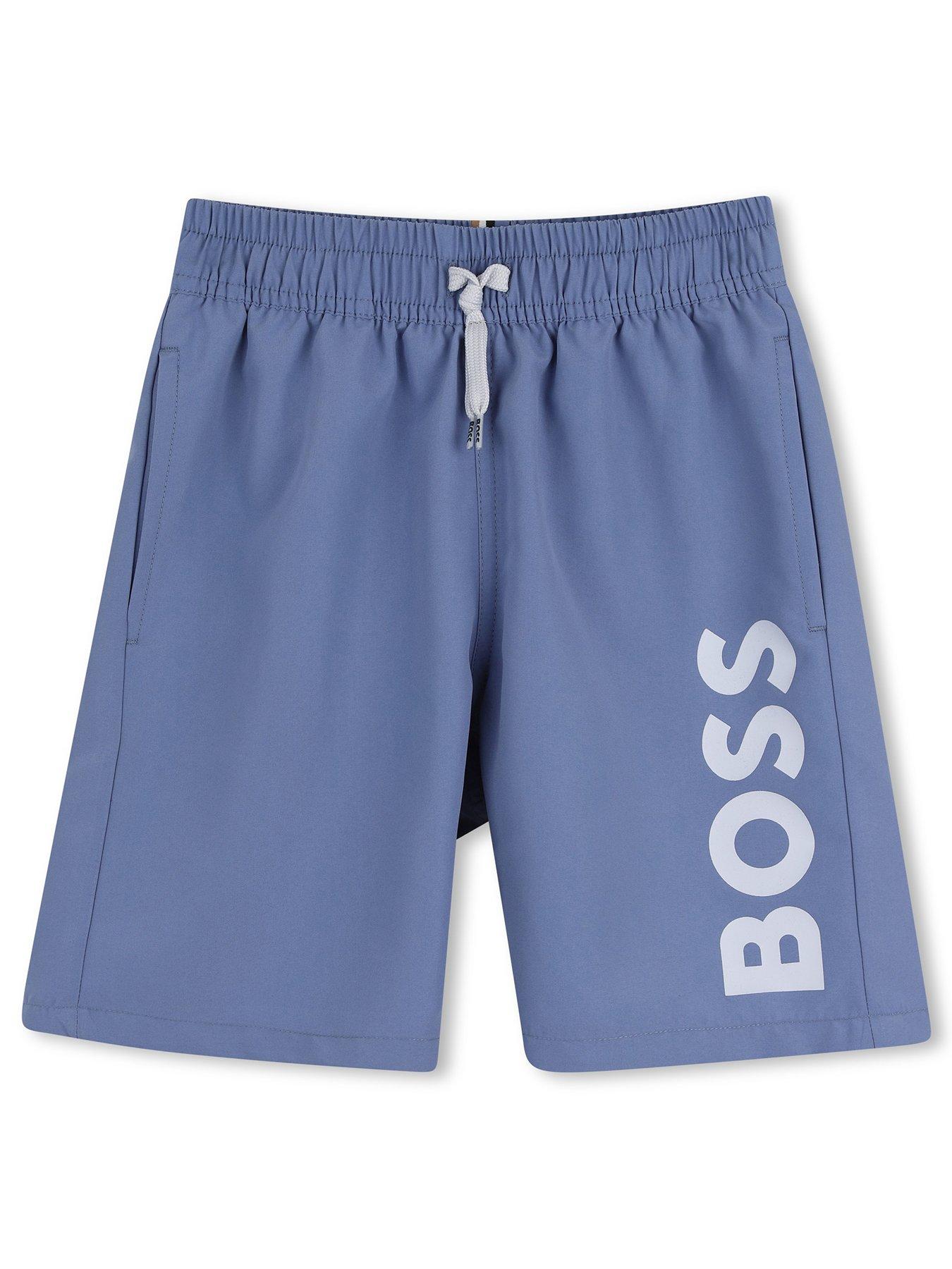 BOSS Boys Logo Swim Shorts - Blue