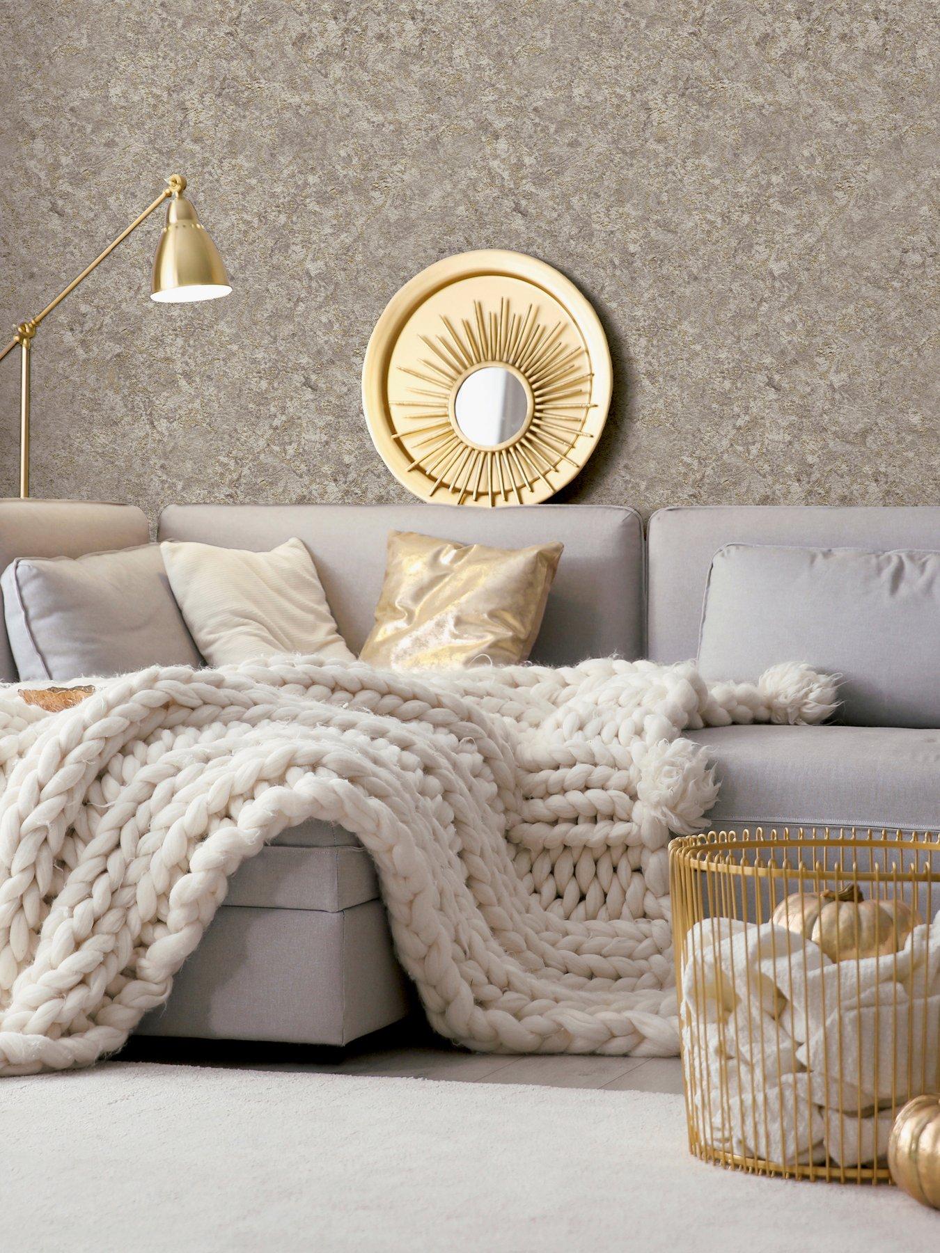 Image 5 of 7 of ARTHOUSE Textured Marble Cappuccino / Gold Wallpaper