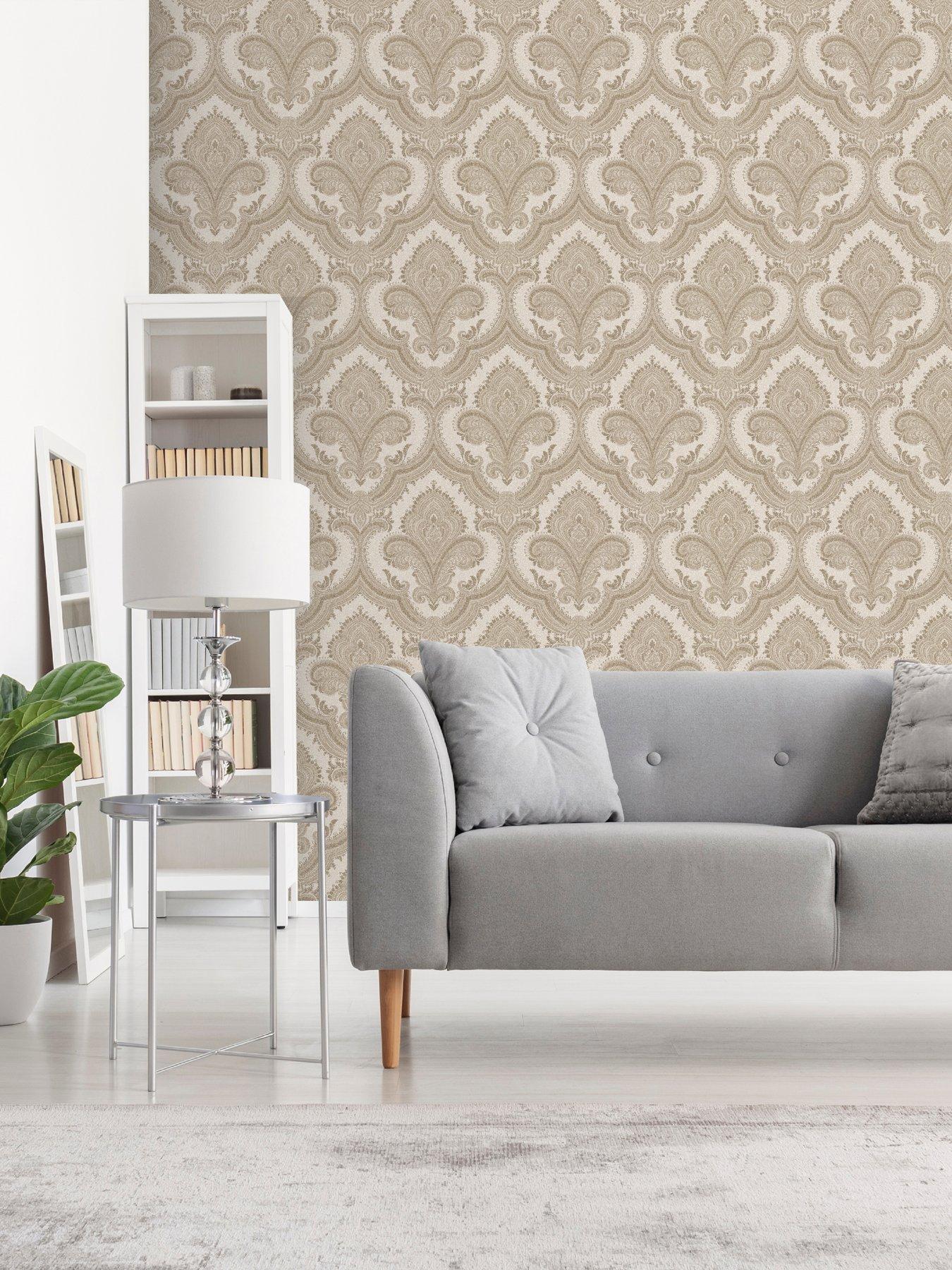 Image 1 of 2 of Design ID Did Damask Taupe Wallpaper