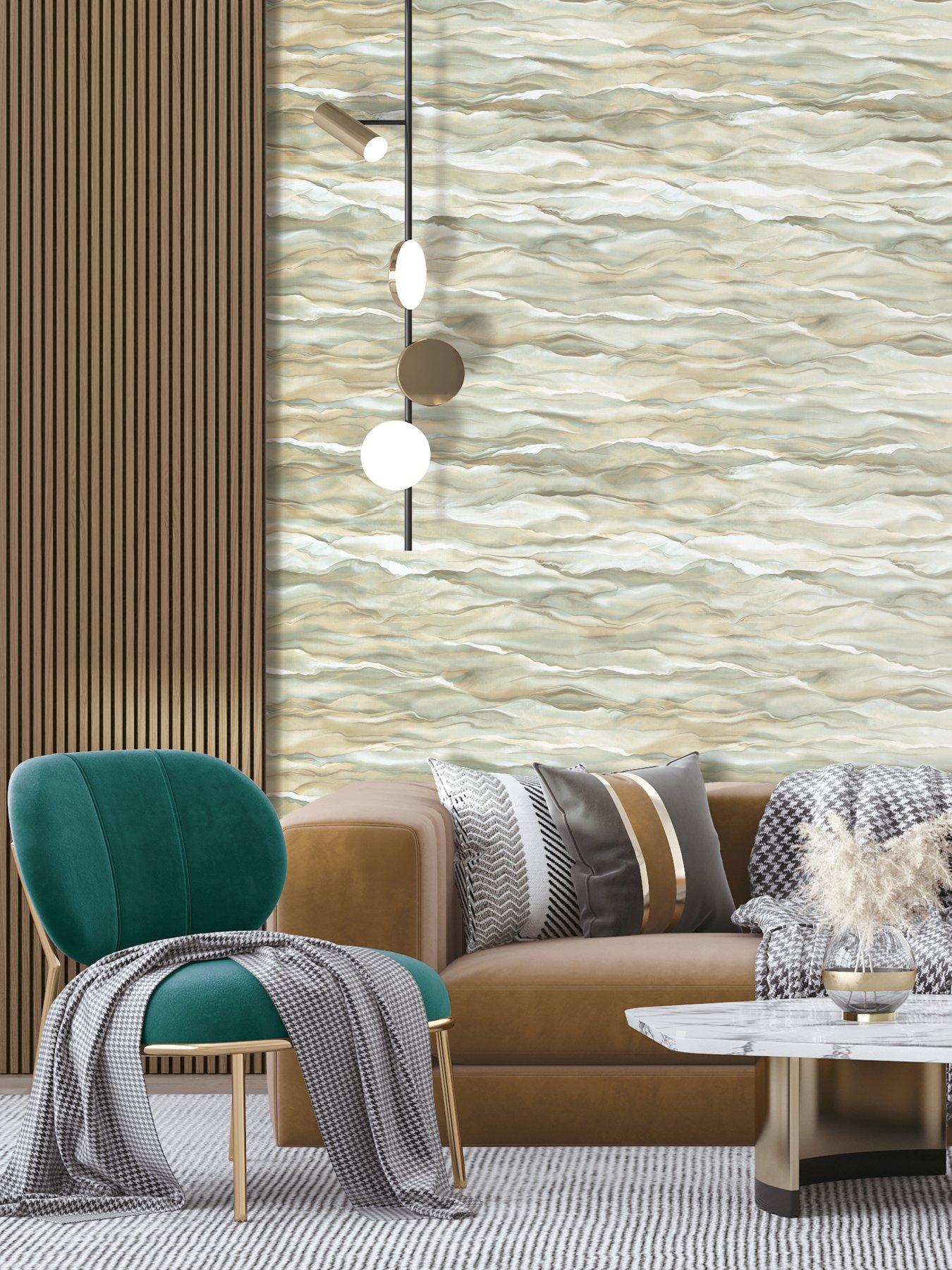 Image 1 of 3 of Design ID Did Desert Sands Green &amp; Gold Wallpaper