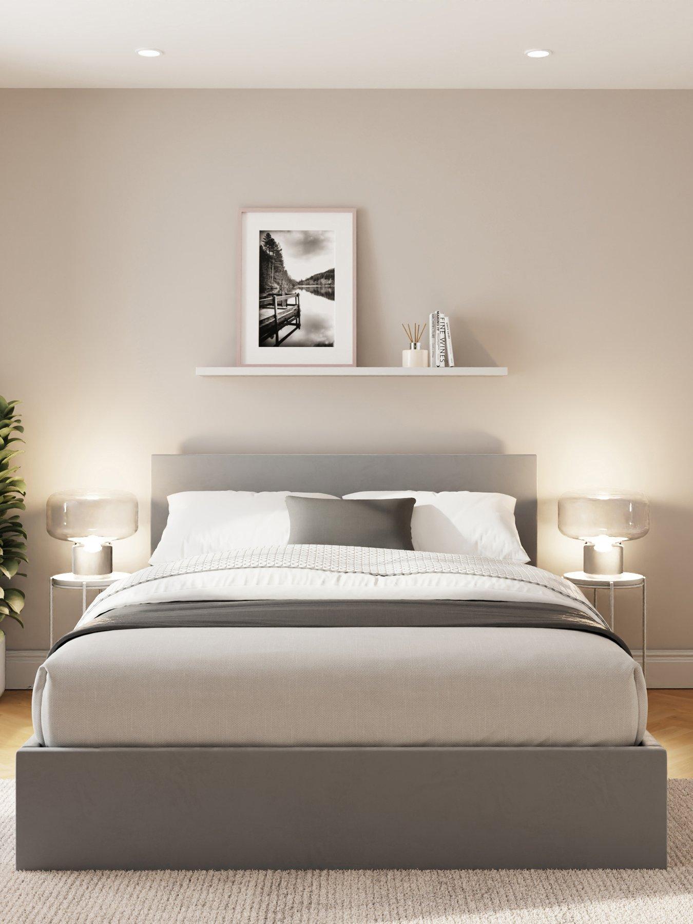 GFW Odessa Velvet End Lift Up Storage Ottoman Double Bed