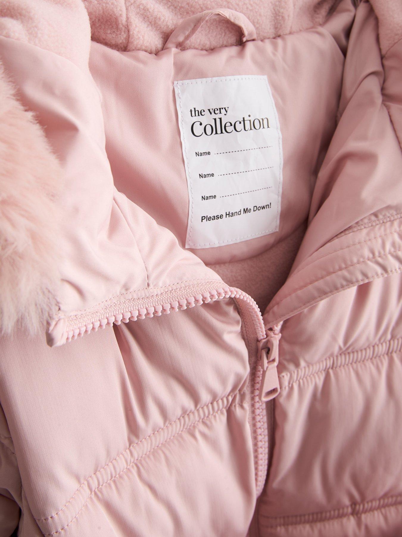 Image 3 of 6 of The Very Collection Girls Quilted Bow Coat With Hood (9 months - 7 years) - Pink