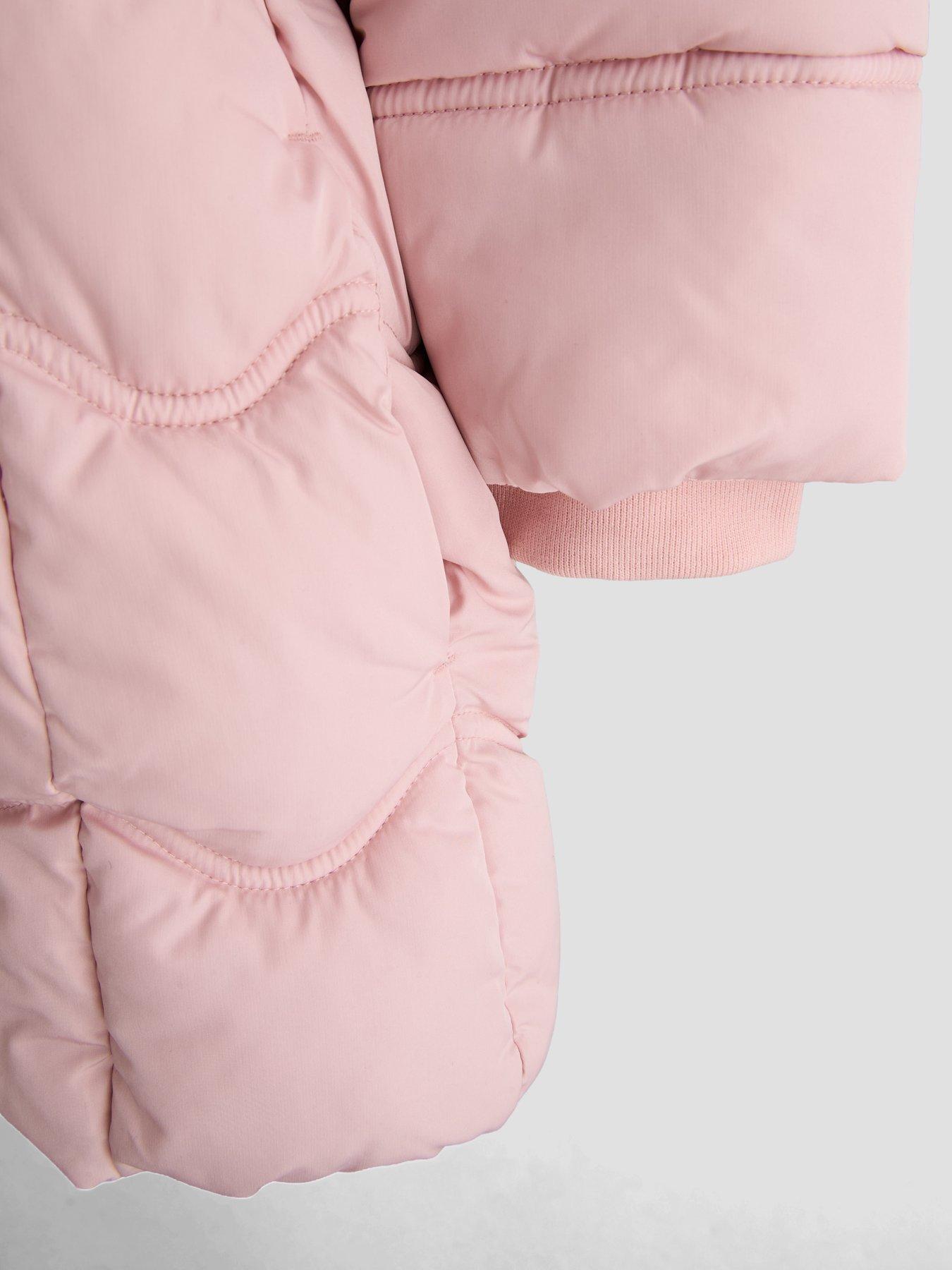 Image 5 of 6 of The Very Collection Girls Quilted Bow Coat With Hood (9 months - 7 years) - Pink