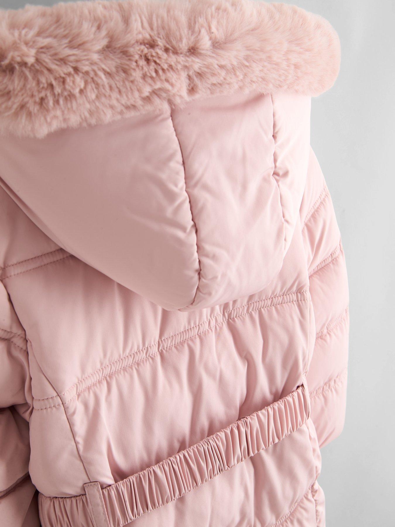 Image 6 of 6 of The Very Collection Girls Quilted Bow Coat With Hood (9 months - 7 years) - Pink