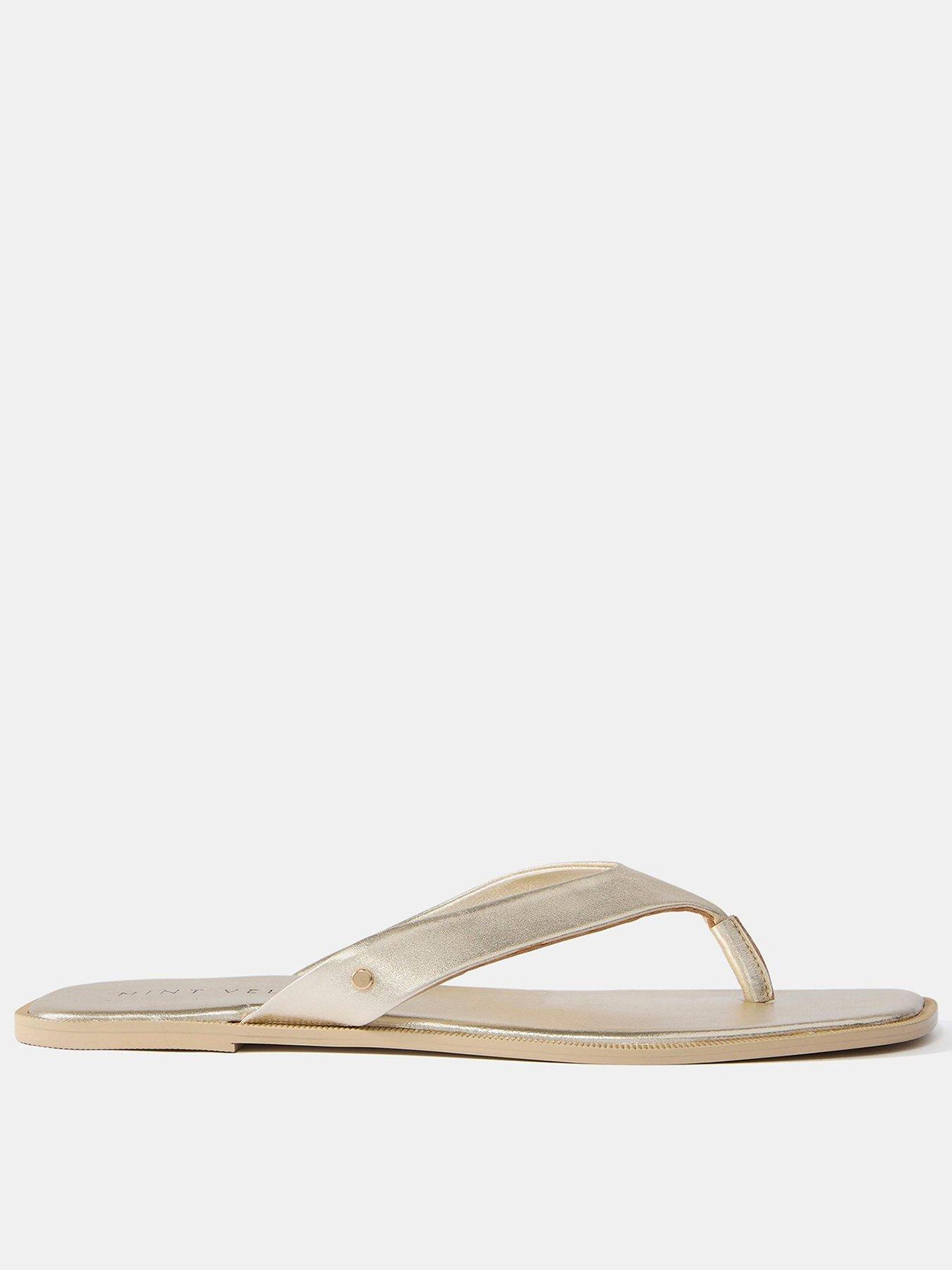 Mint Velvet Lula Metallic Leather Flip Flop Sandals - Gold