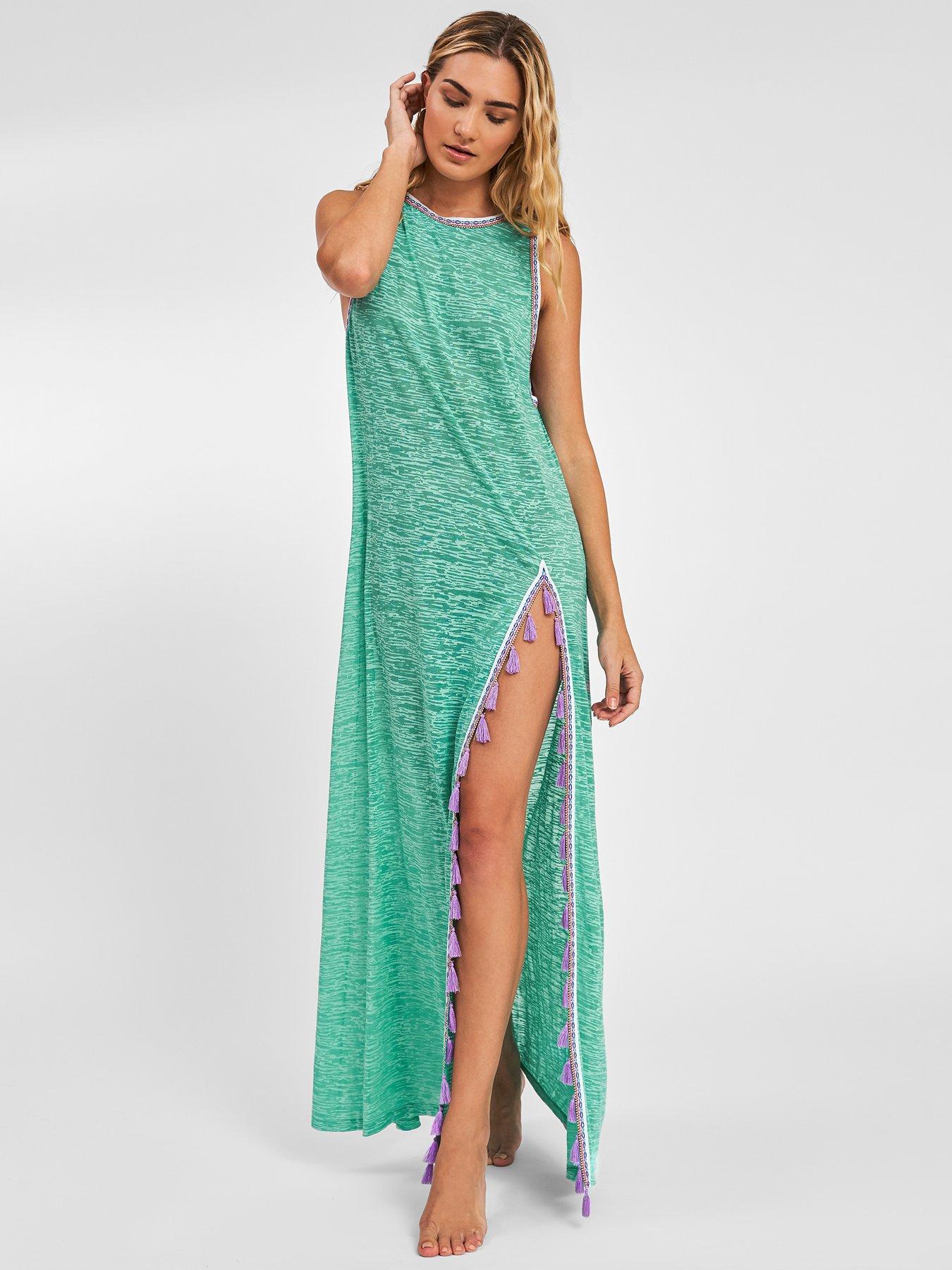 PITUSA Pitusa Tassel Slit Dress- Mint
