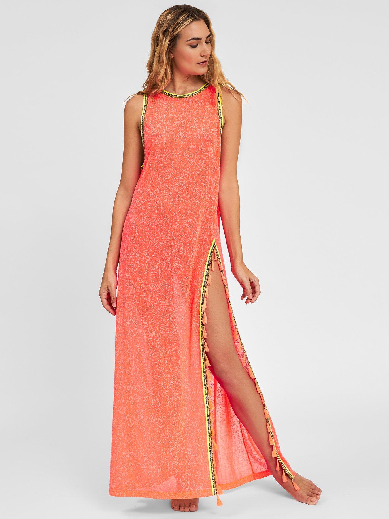 PITUSA Pitusa Tassel Slit Dress - Watermelon