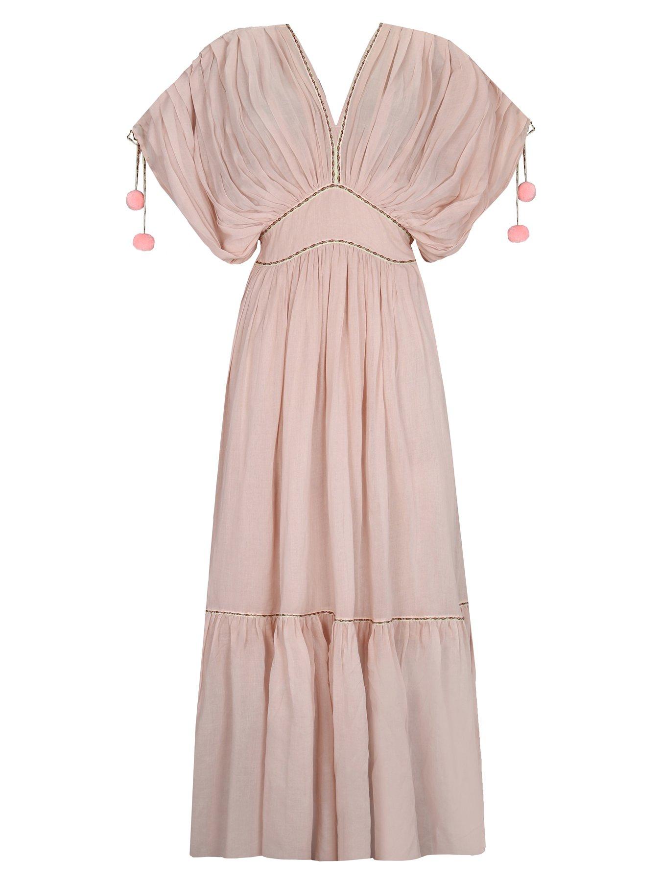 Image 1 of 1 of PITUSA Clara Pompom Beach Dress - Pale Pink