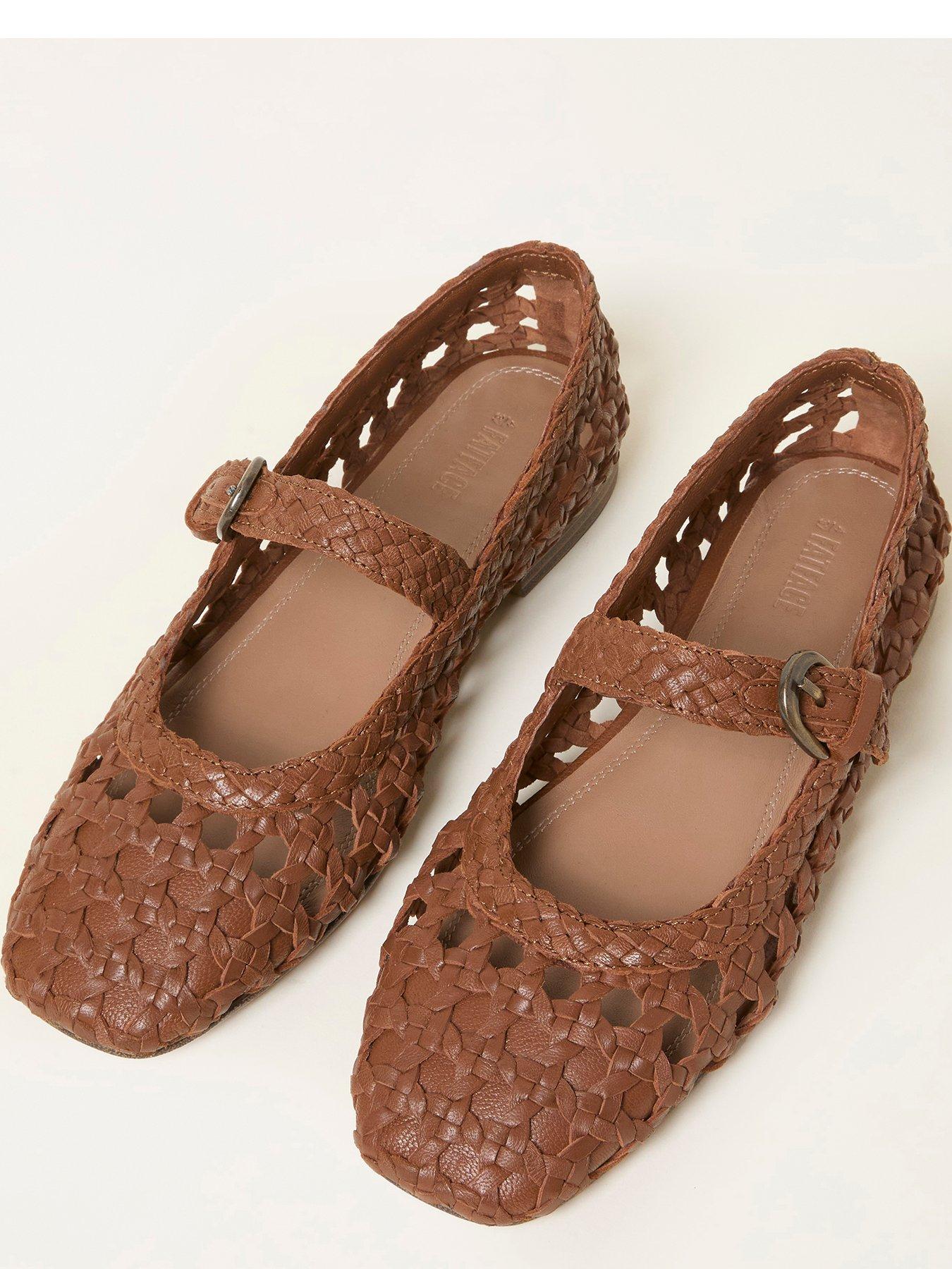 Image 2 of 3 of FatFace Weave Mary Jane - Tan Brown