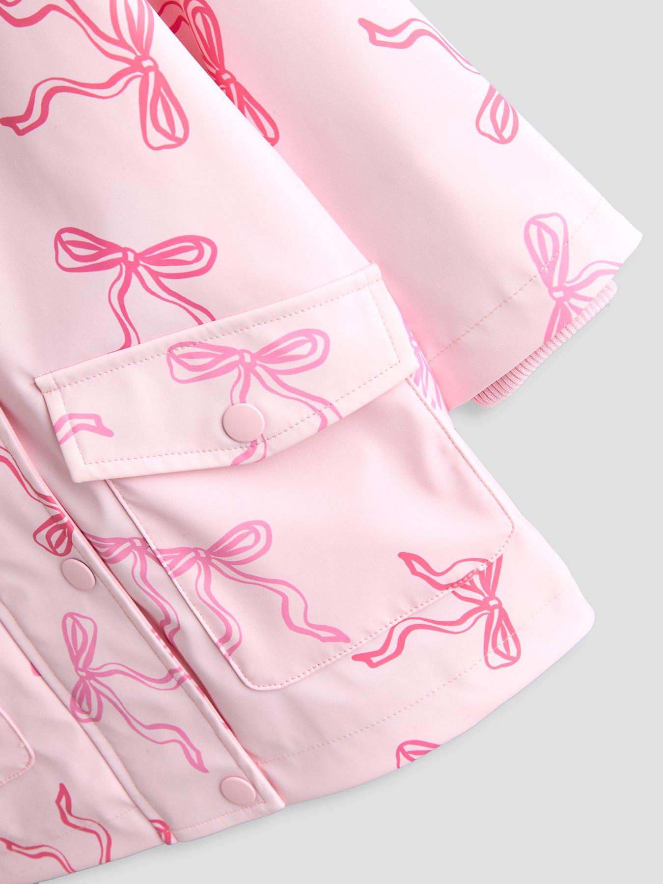 Image 3 of 6 of The Very Collection Girls Bow Printed Rainmac Coat&nbsp;- Light Pink