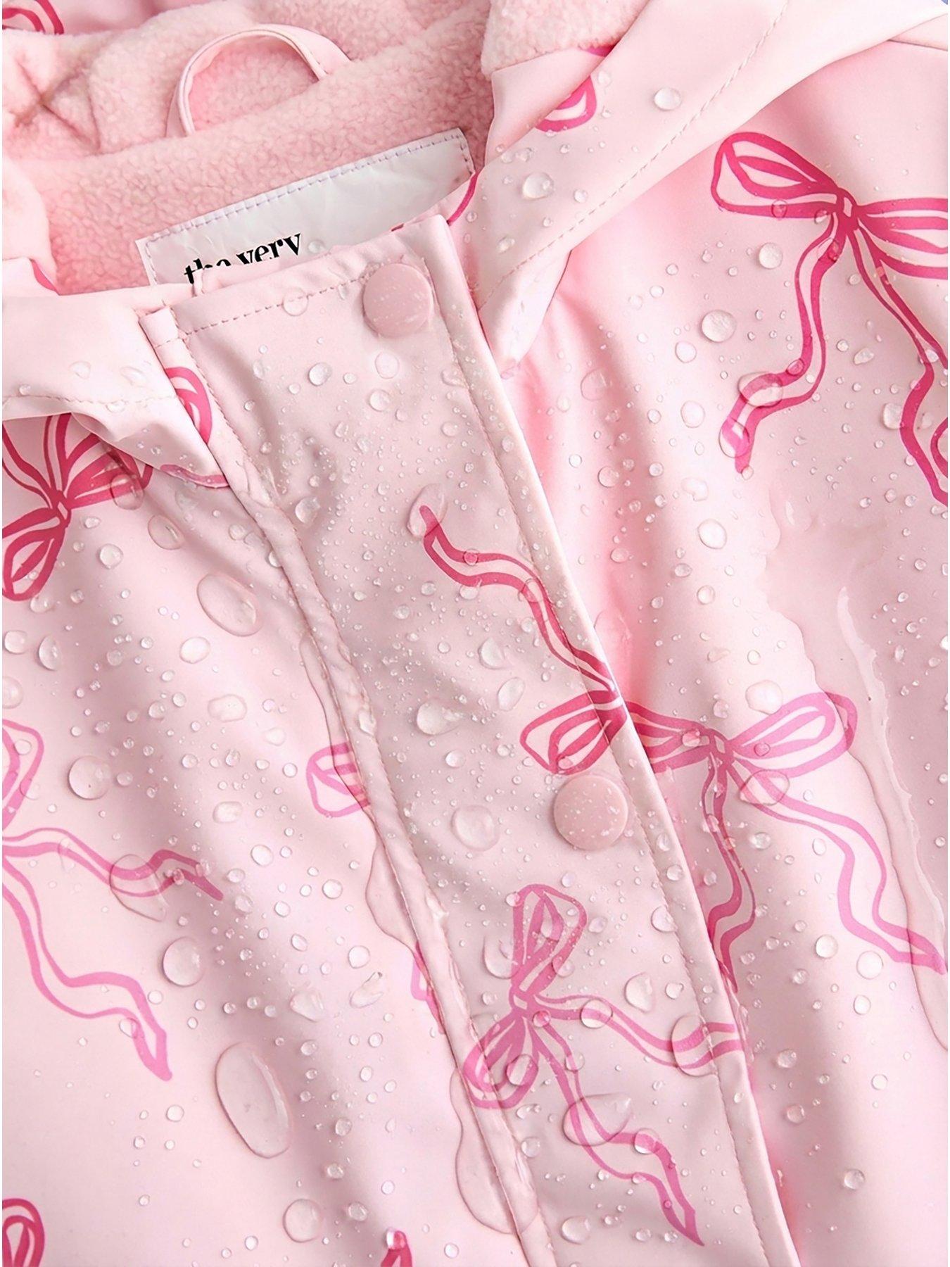 Image 4 of 6 of The Very Collection Girls Bow Printed Rainmac Coat&nbsp;- Light Pink