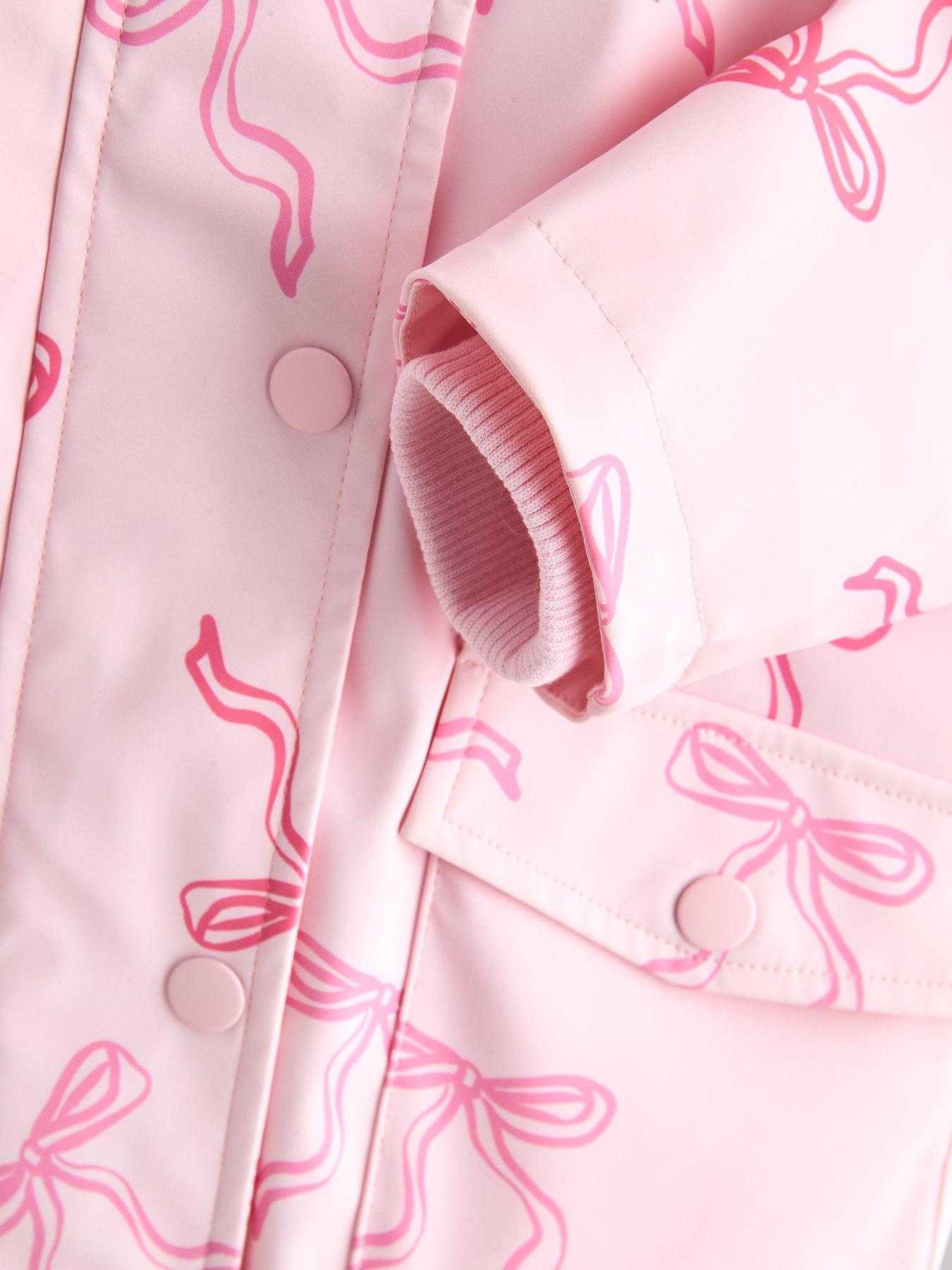 Image 5 of 6 of The Very Collection Girls Bow Printed Rainmac Coat&nbsp;- Light Pink