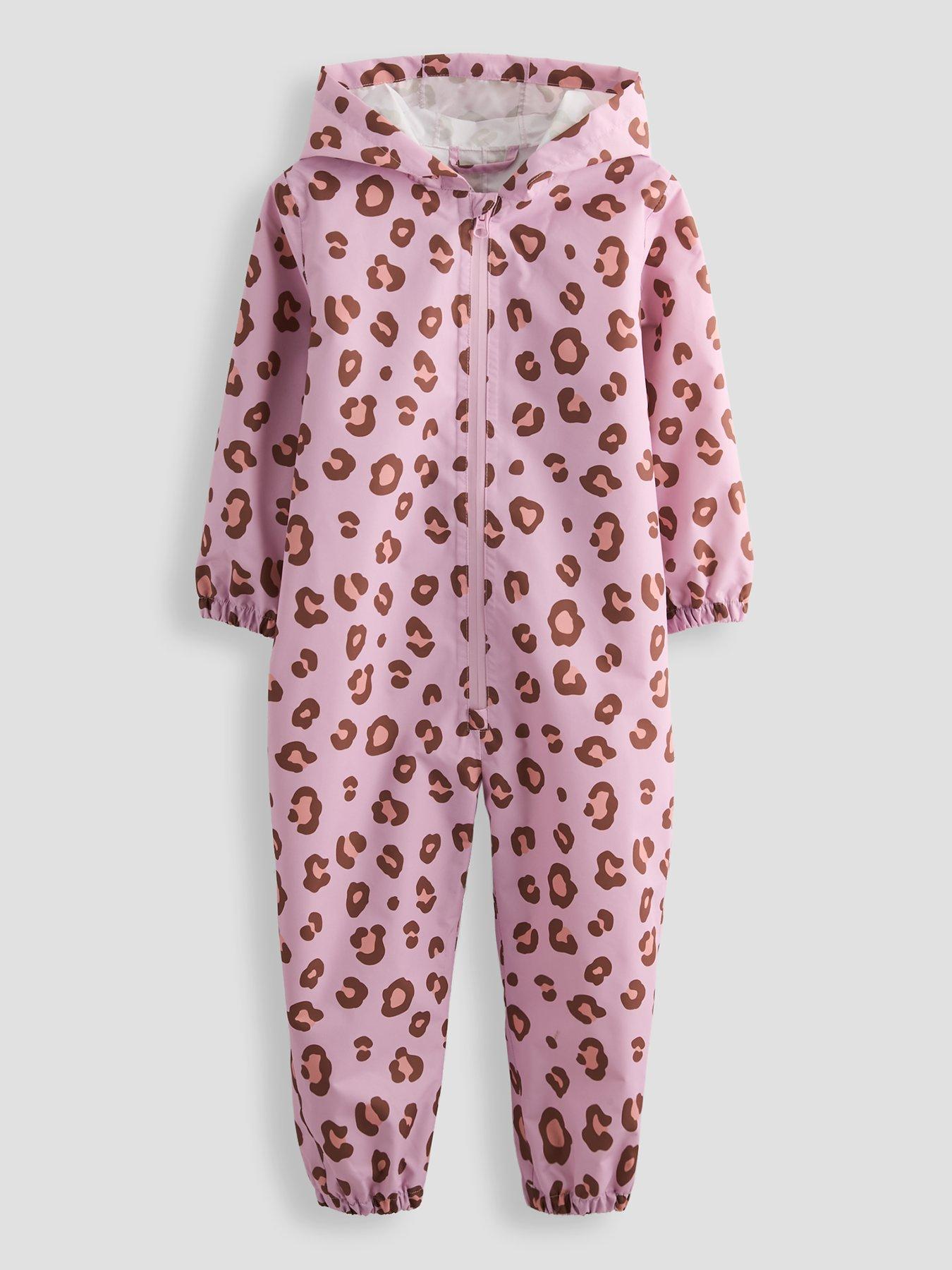The Very Collection Girls Printed Basic Zip Through Fleecelined Puddle Suit - Pink