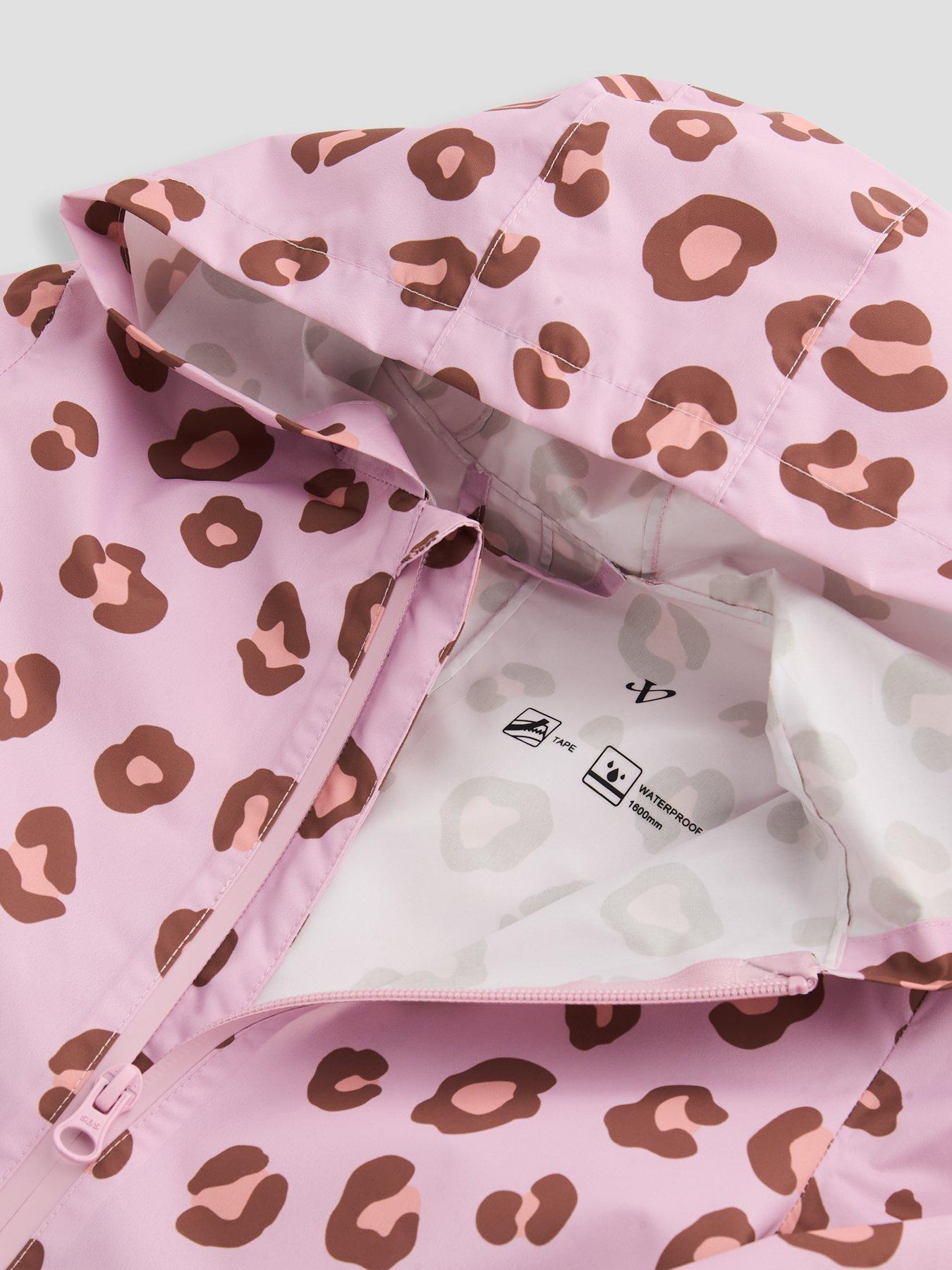 Image 3 of 5 of The Very Collection Girls Printed Basic Zip Through Fleecelined Puddle Suit - Pink