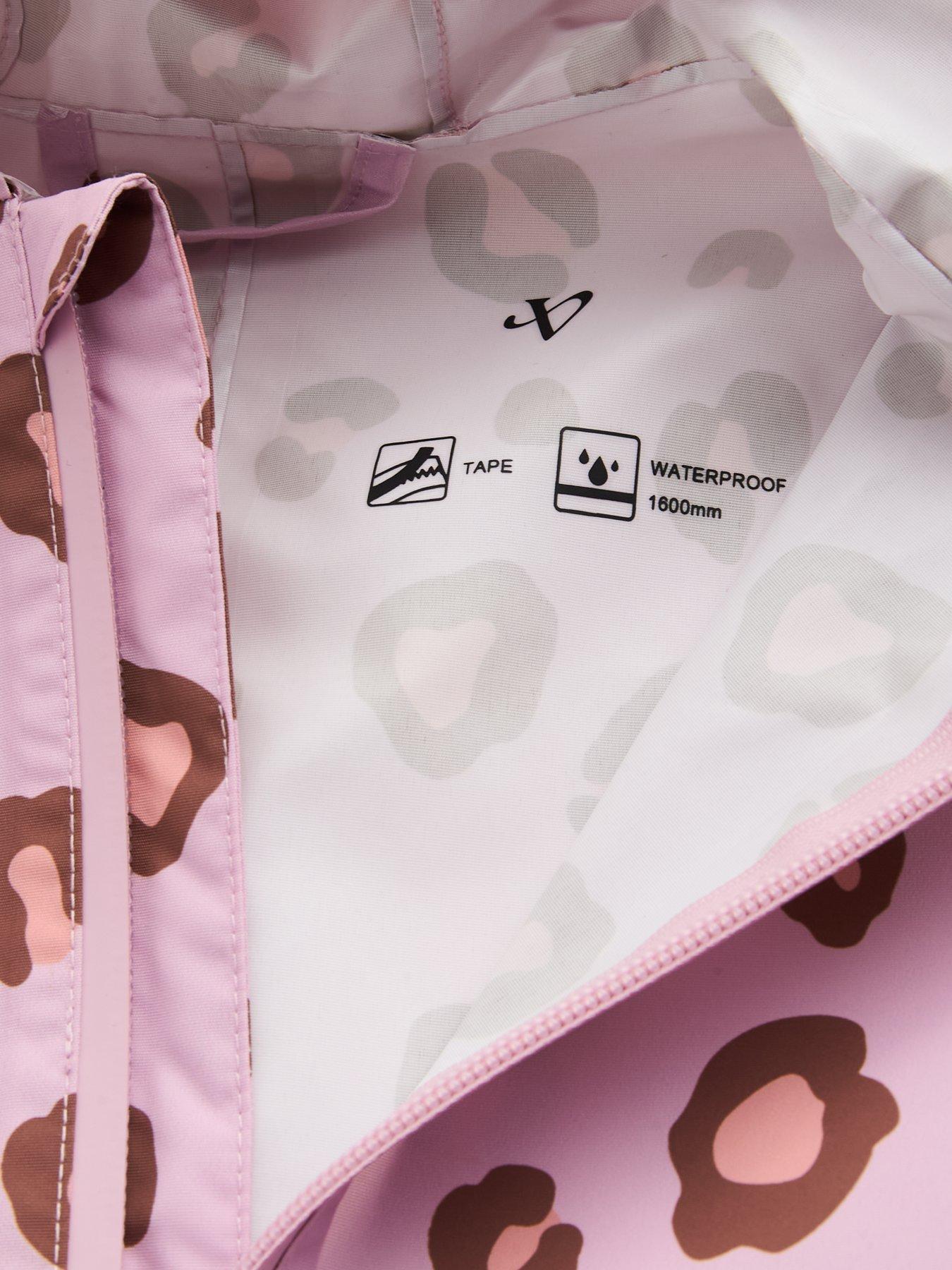 Image 4 of 5 of The Very Collection Girls Printed Basic Zip Through Fleecelined Puddle Suit - Pink