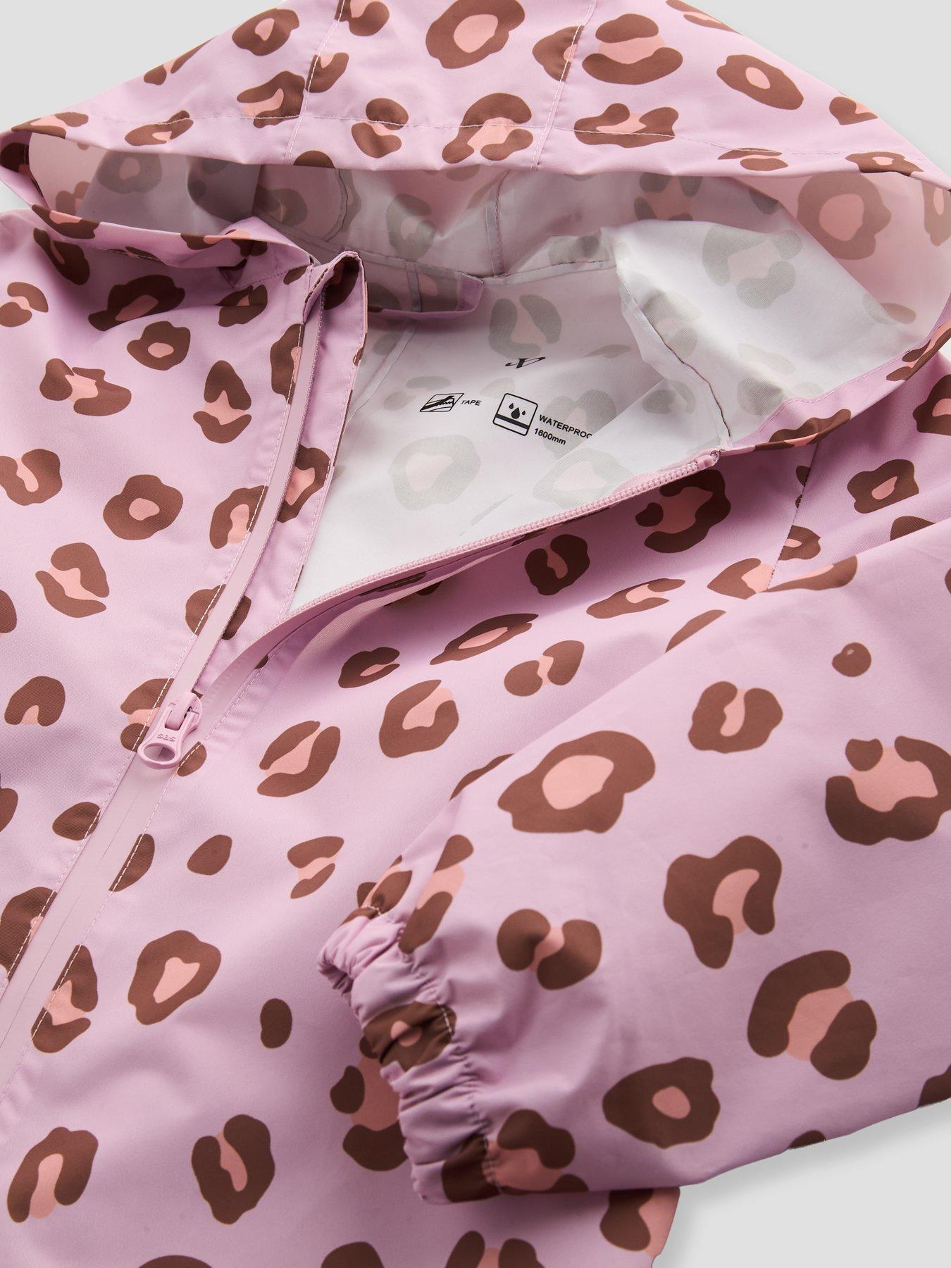Image 5 of 5 of The Very Collection Girls Printed Basic Zip Through Fleecelined Puddle Suit - Pink