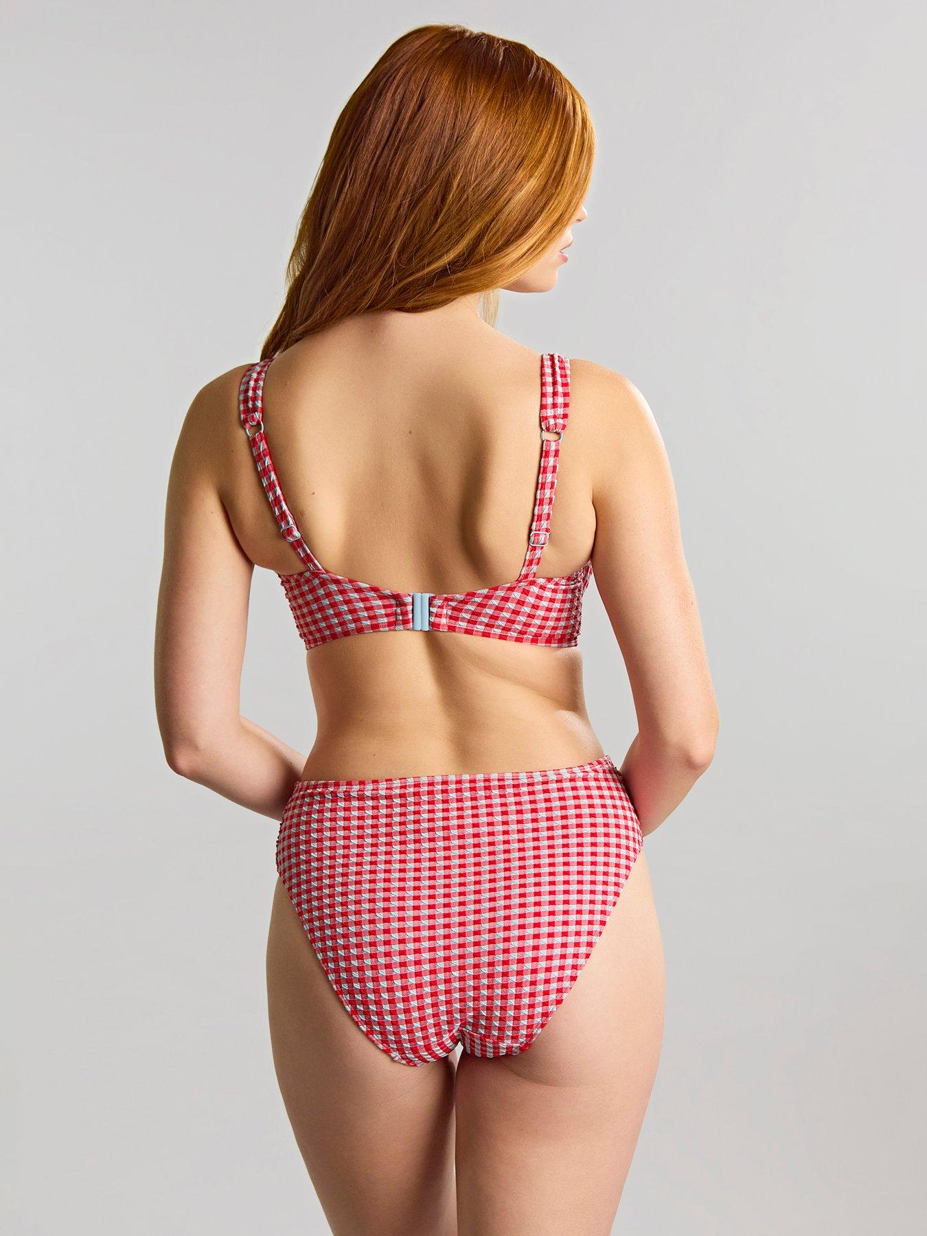 Image 2 of 3 of Panache Red Gingham Midi Bikini Brief