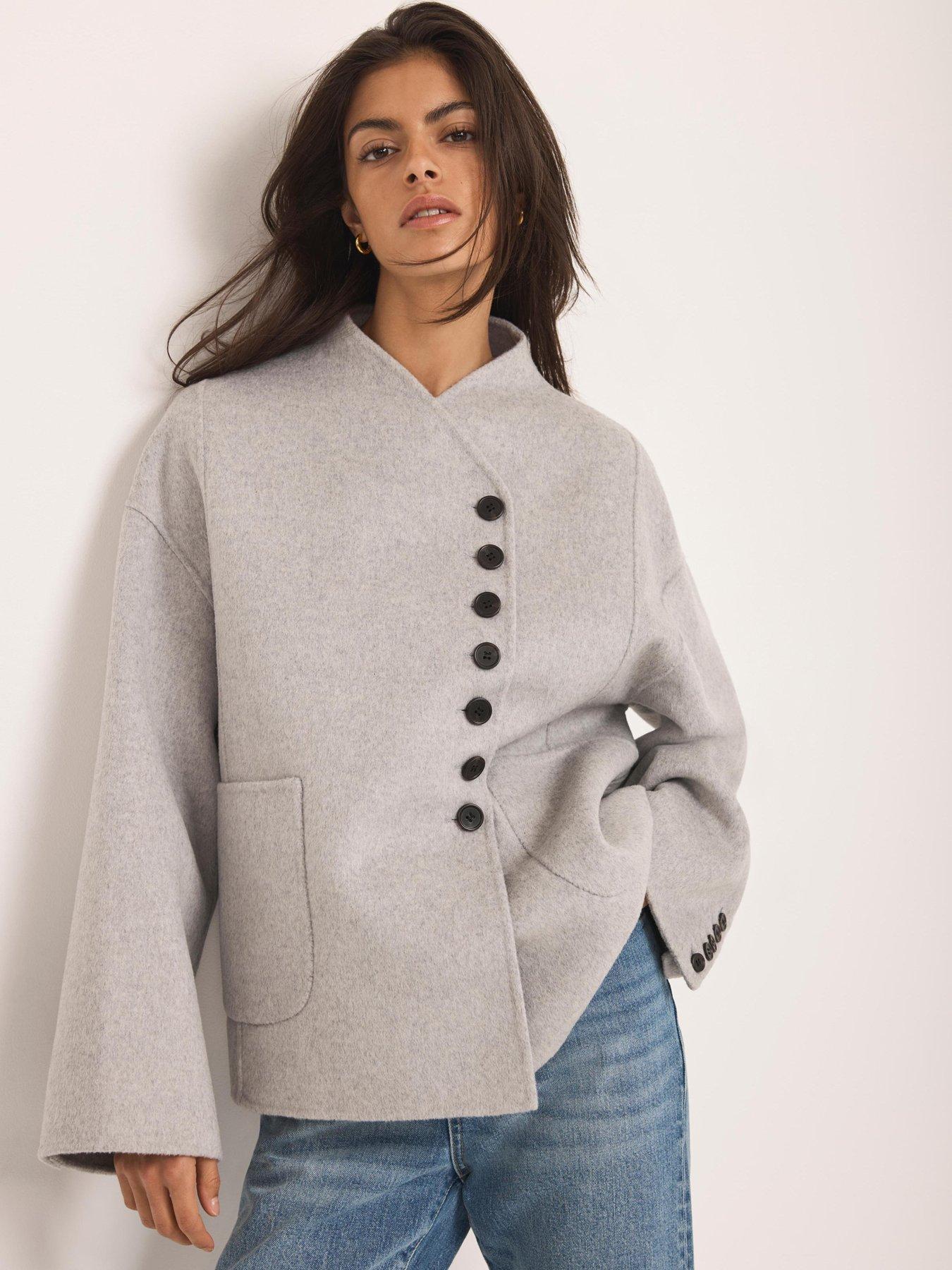 Mint Velvet Wool Mix Hand Finished Button Jacket - Grey | Very