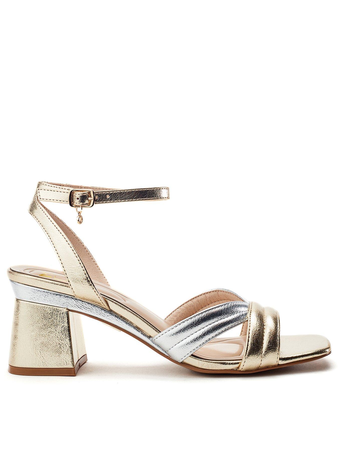 Moda In Pelle Madelia Gold Porvair Block Heel Strappy Sandal