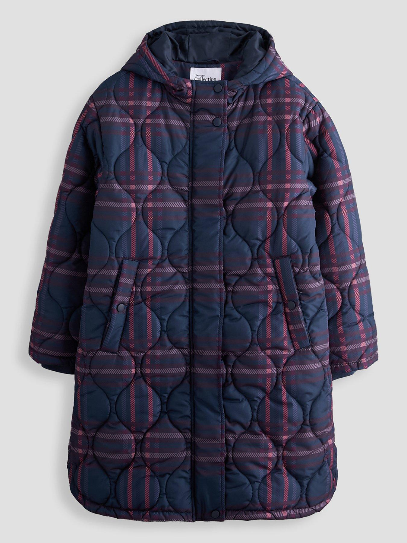 The Very Collection Girls Quilted Regular Knee Length Coat - Blue