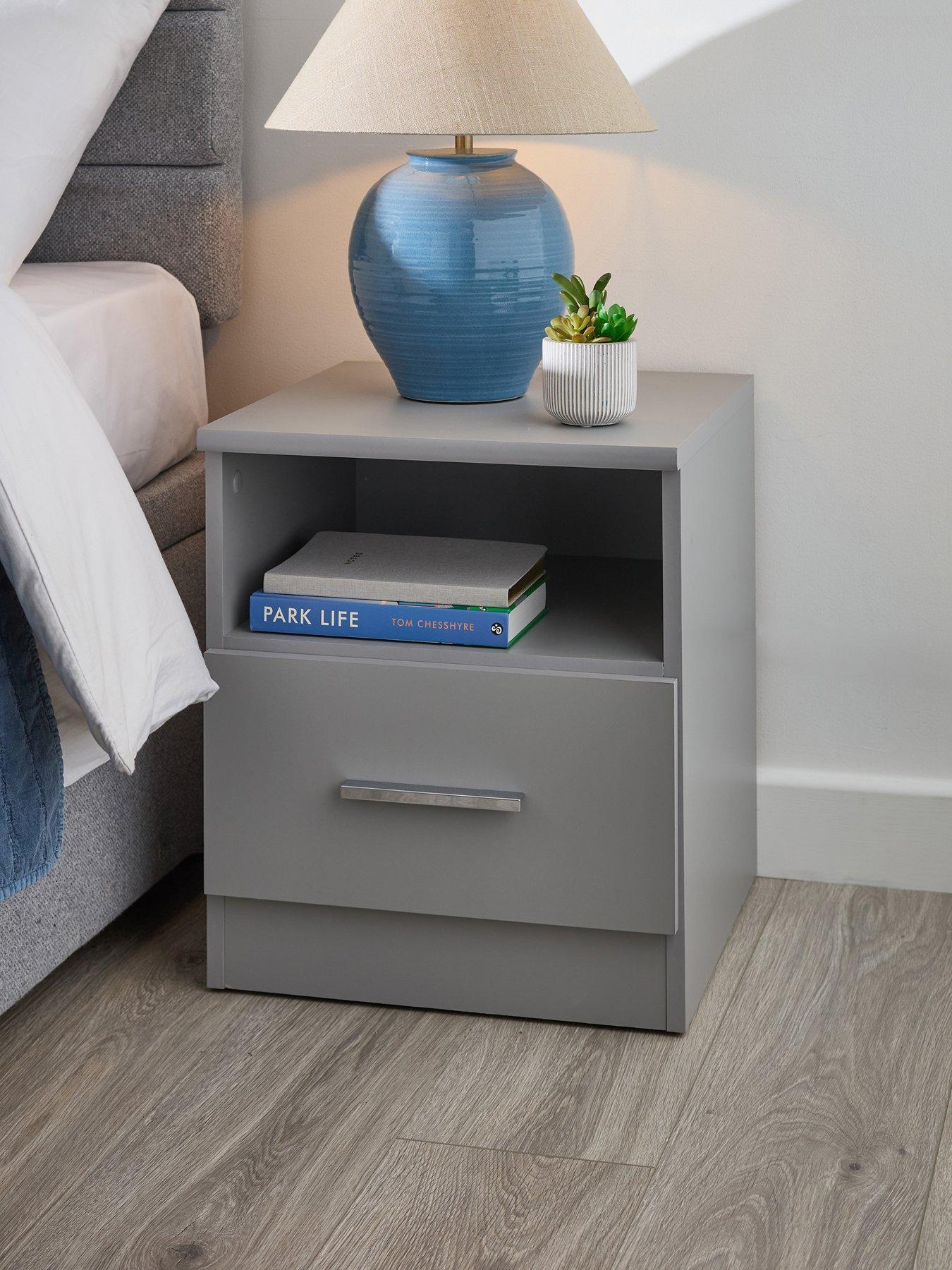 The Very Collection Panama 1 Drawer Bedside Cabinet - Grey - FSC® Certified