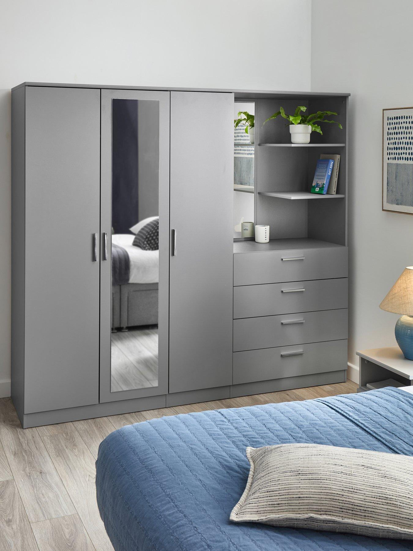 The Very Collection Panama 3 Door 4 Drawer Combi Wardrobe - Grey - FSC® Certified