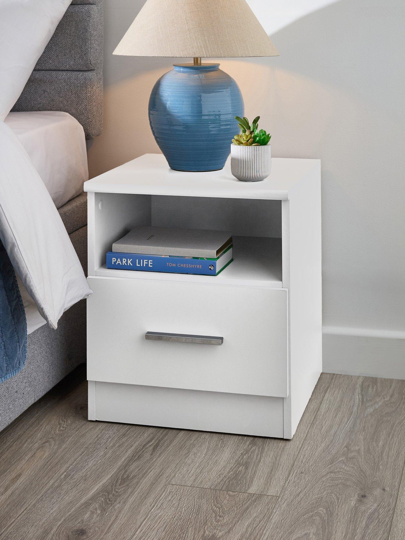 Image 1 of 7 of The Very Collection Panama 1 Drawer Bedside Cabinet - White