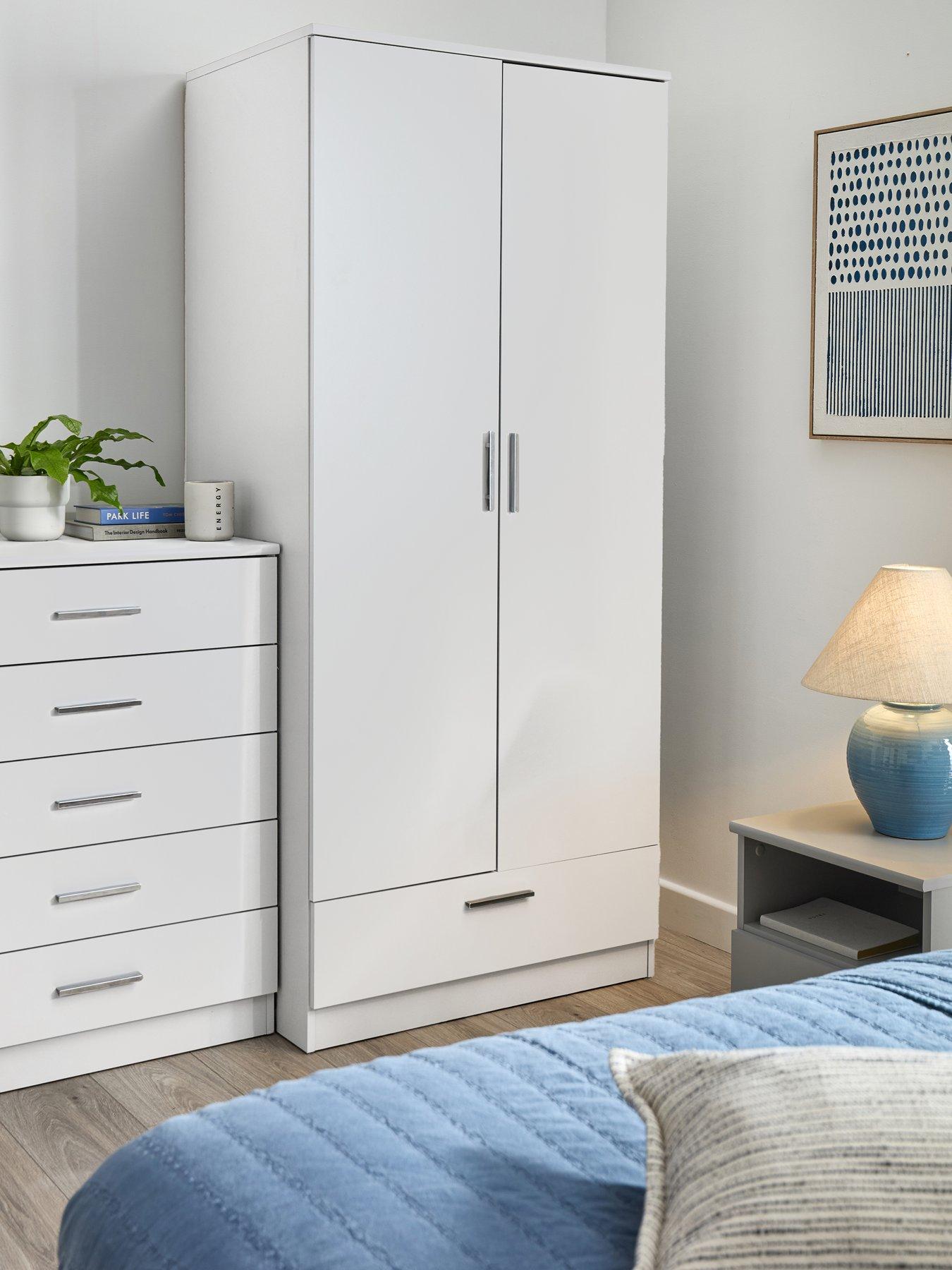 The Very Collection Panama 2 Door, 1 Drawer Wardrobe - White