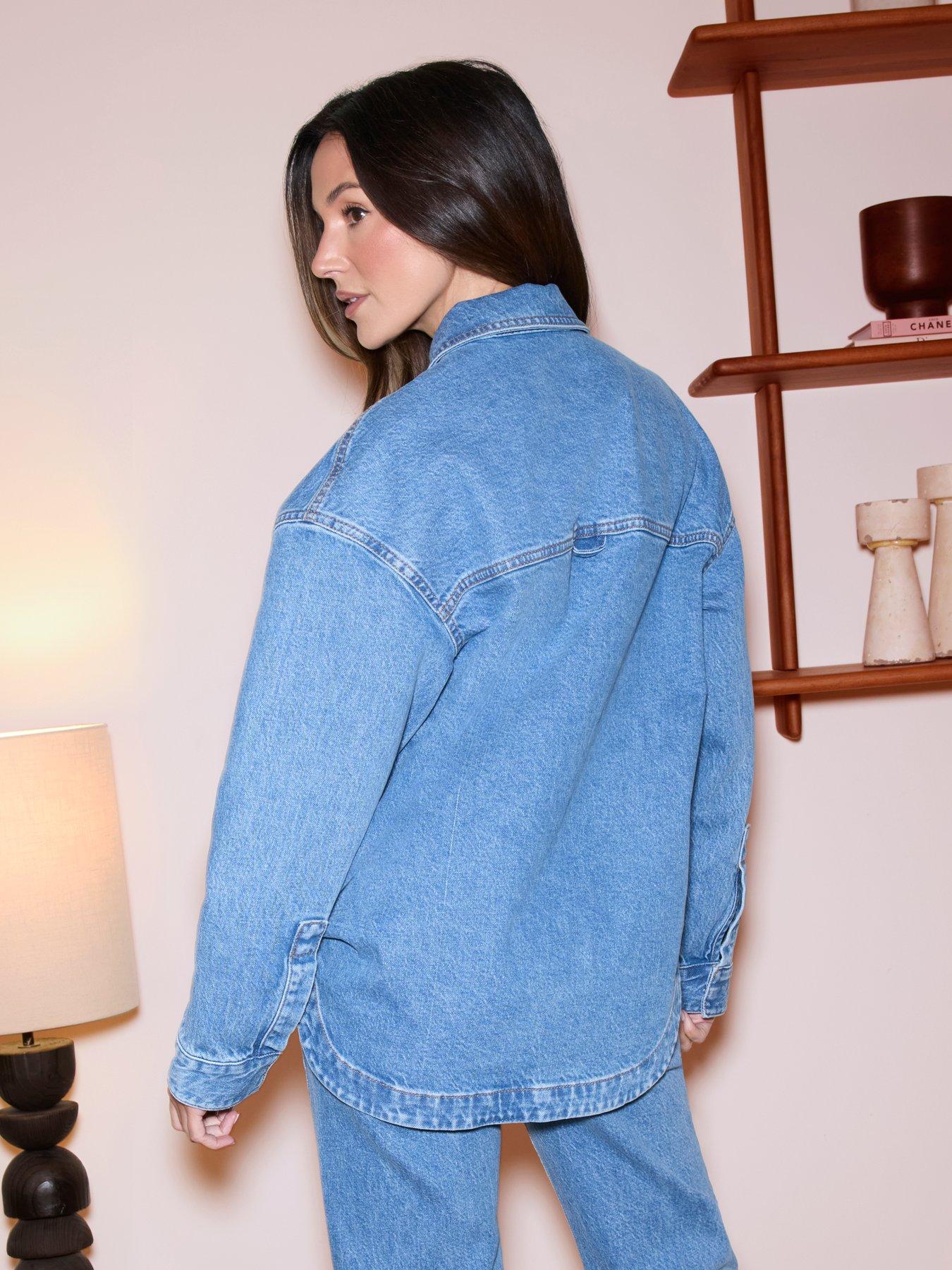 Image 2 of 4 of Michelle Keegan Relaxed Pocket Denim Shirt - Mid Wash
