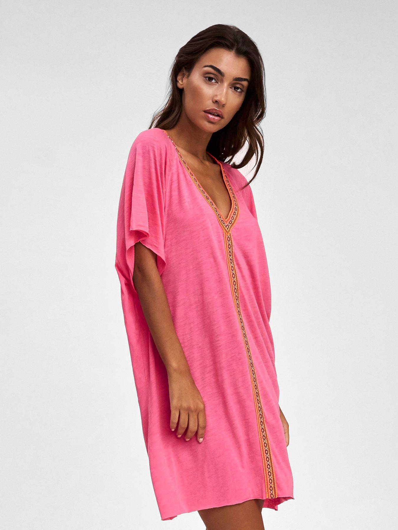 PITUSA: Pima Mini Abaya Beach Dress - Pink