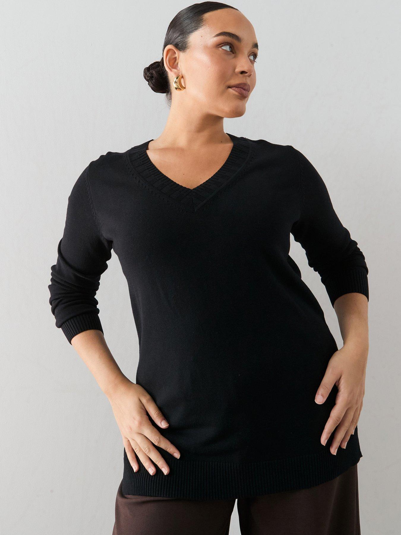 Image 1 of 6 of The Very Collection Curve Classic Comfort V Neck Longline Jumper