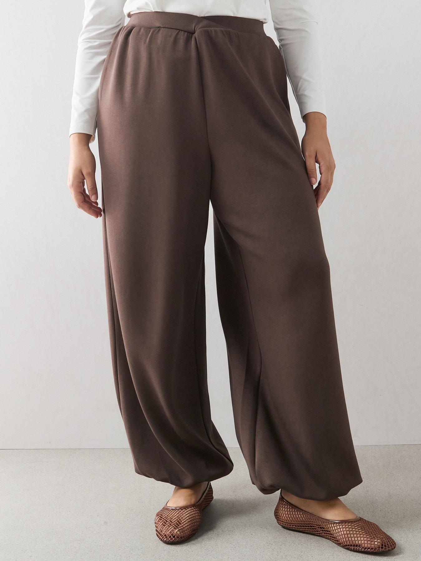 Image 1 of 6 of The Very Collection Curve Draped Cuffed Jogger Co-ord - Brown