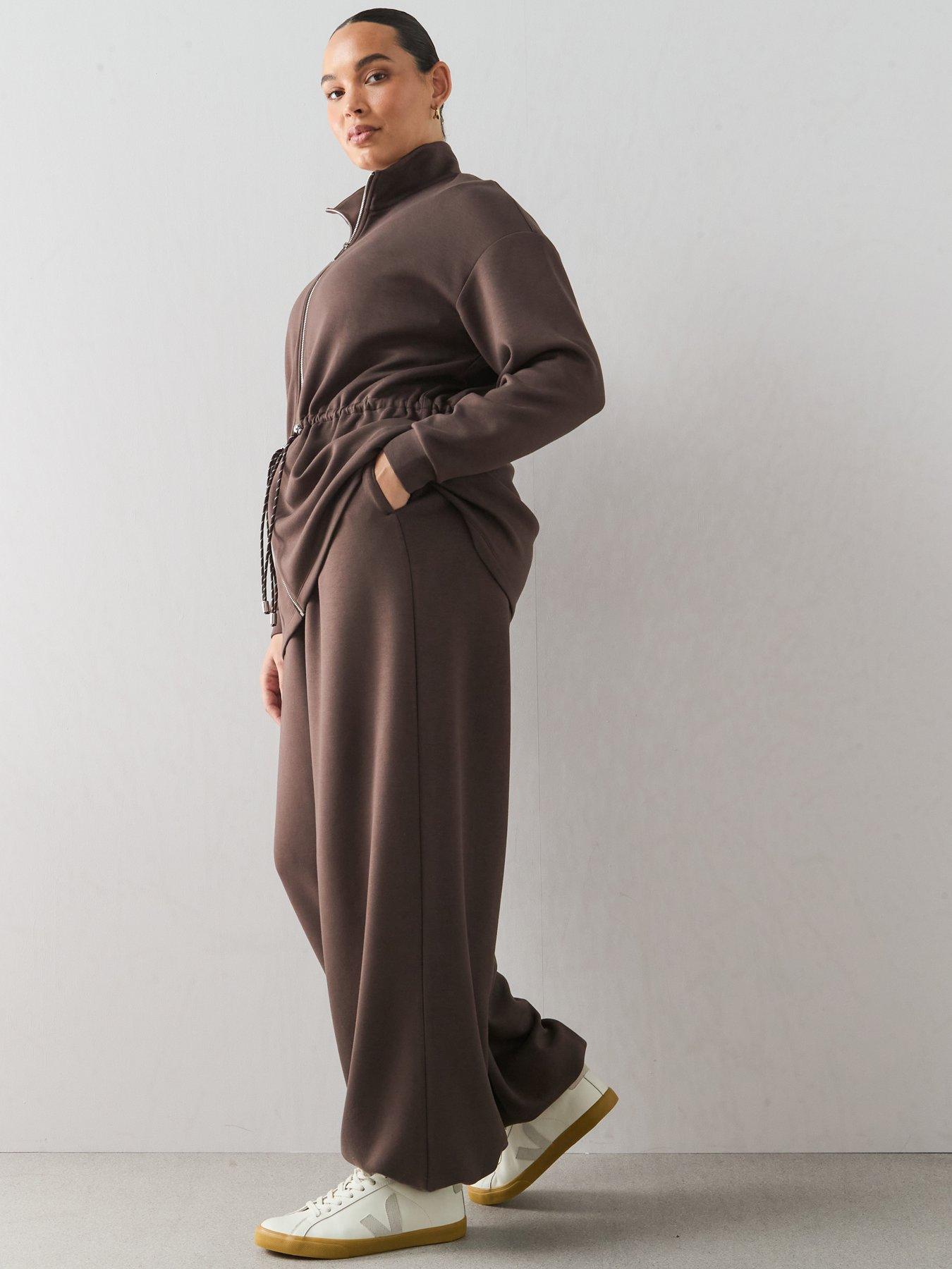 Image 3 of 6 of The Very Collection Curve Draped Cuffed Jogger Co-ord - Brown