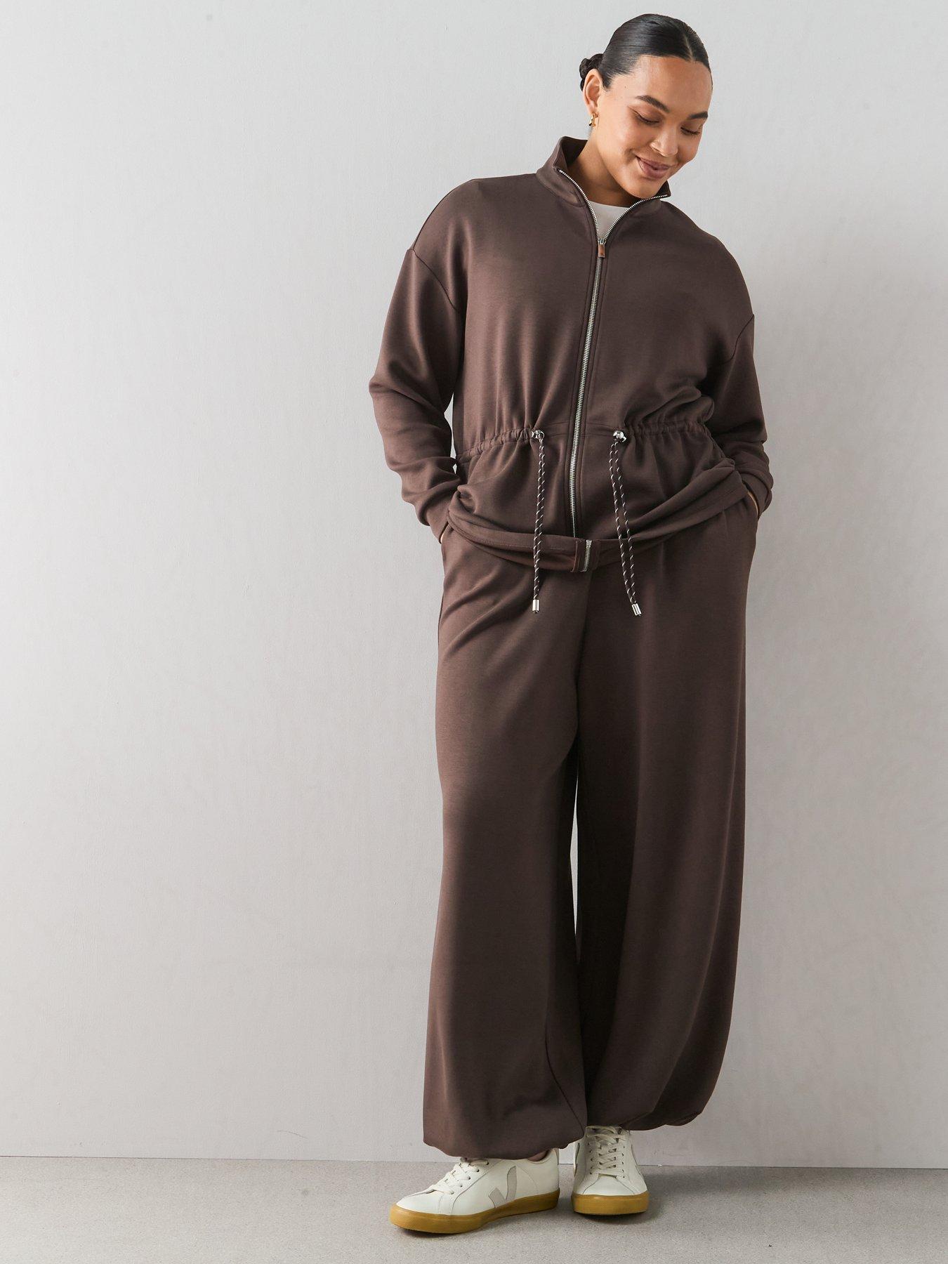 Image 5 of 6 of The Very Collection Curve Draped Cuffed Jogger Co-ord - Brown