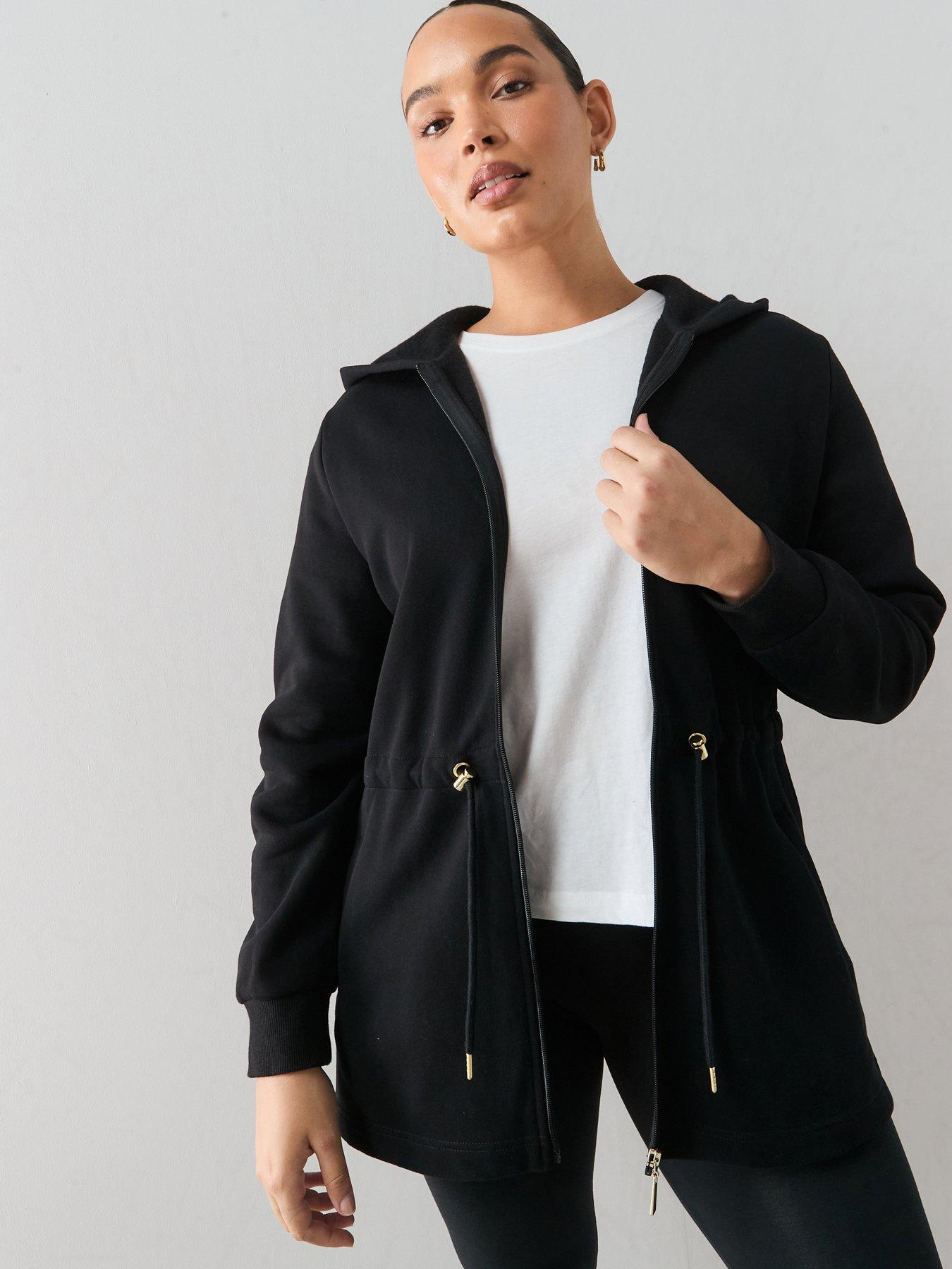 Image 1 of 6 of The Very Collection Curve Essential Zip Through Hoodie - Black