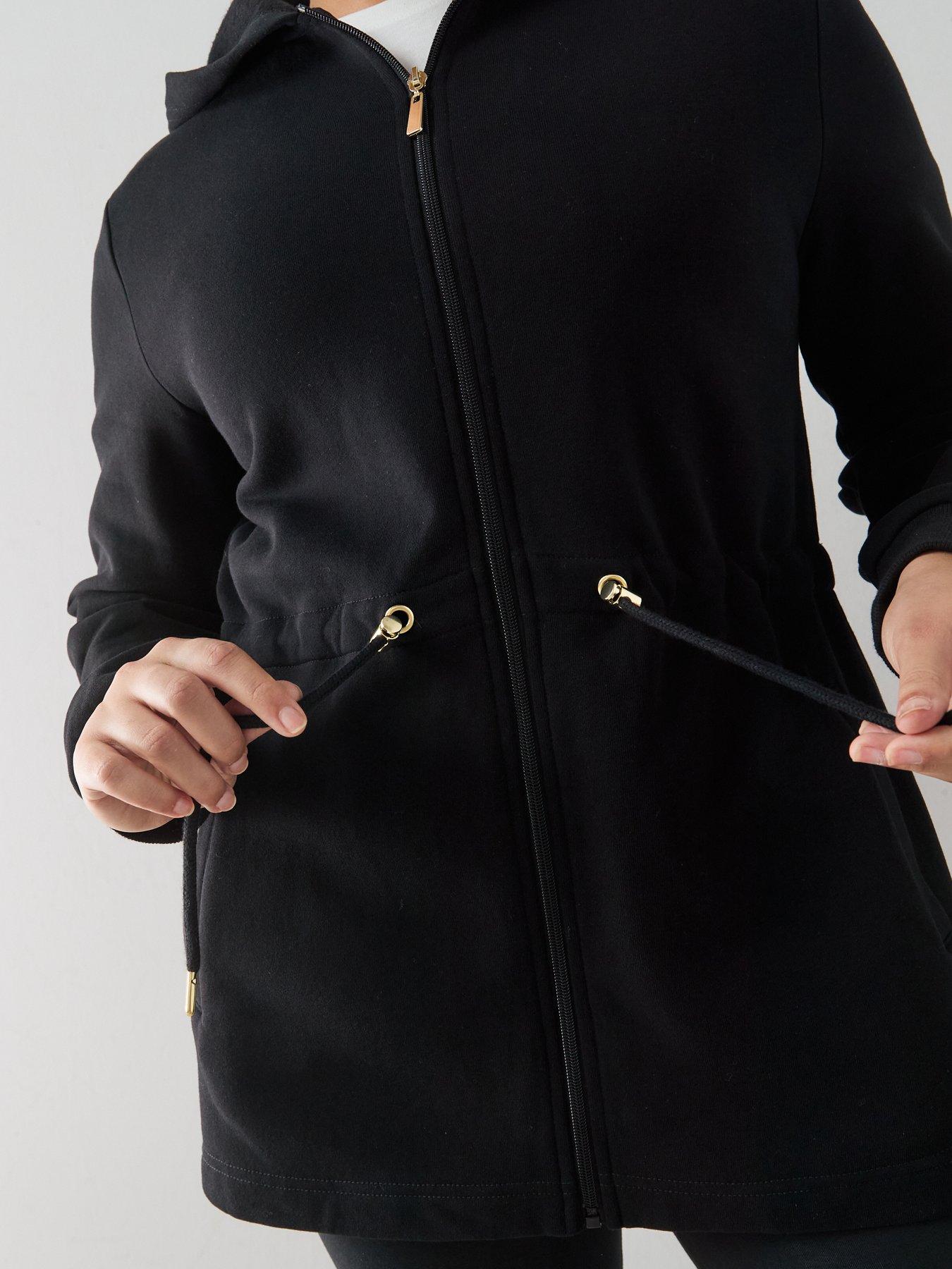 Image 4 of 6 of The Very Collection Curve Essential Zip Through Hoodie - Black