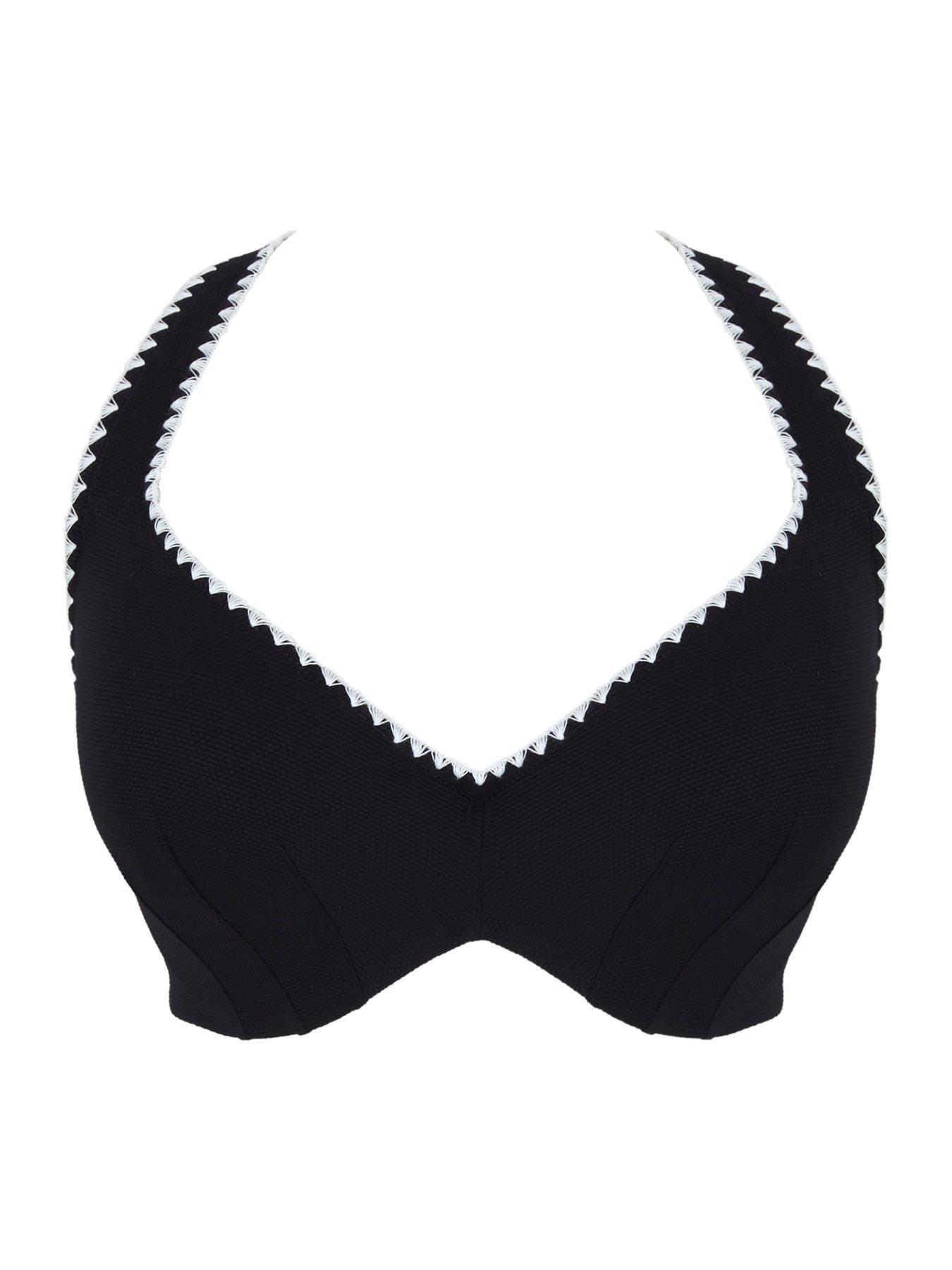 Image 5 of 6 of Panache Aurora Black/white Jennifer Plunge Bikini Top