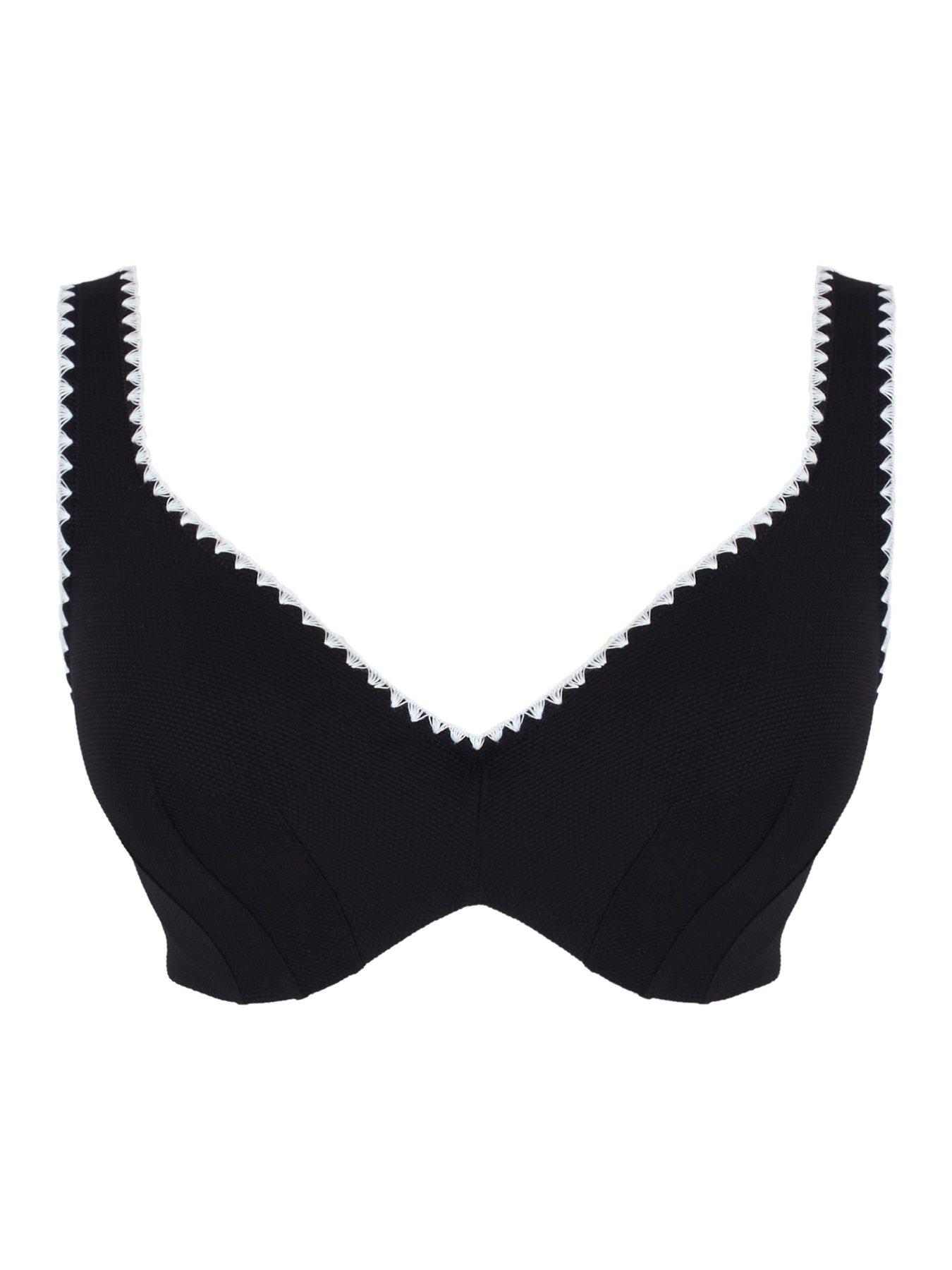 Image 6 of 6 of Panache Aurora Black/white Jennifer Plunge Bikini Top