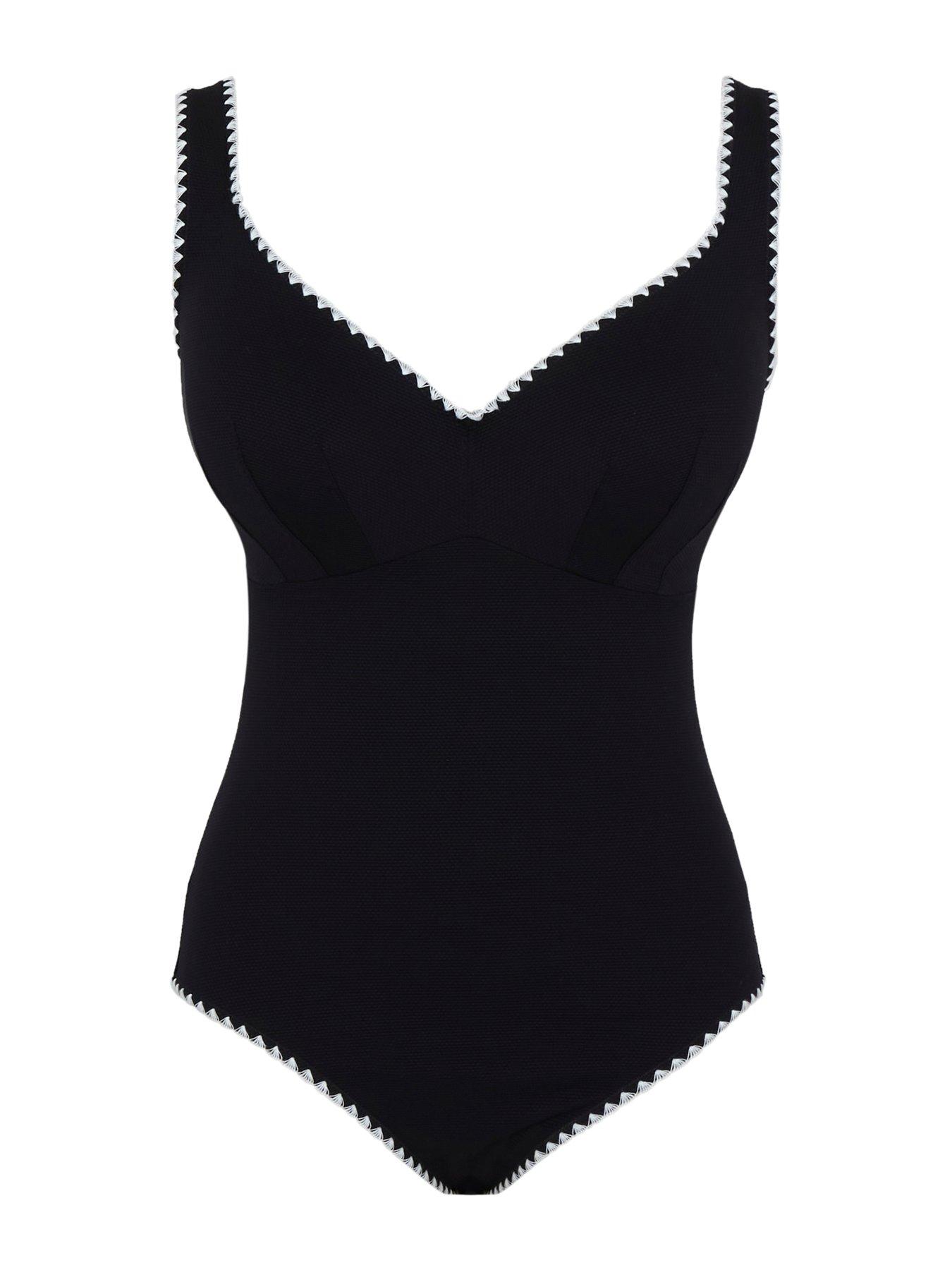 Image 6 of 6 of Panache Aurora Black/white Lara Plunge Swimuit