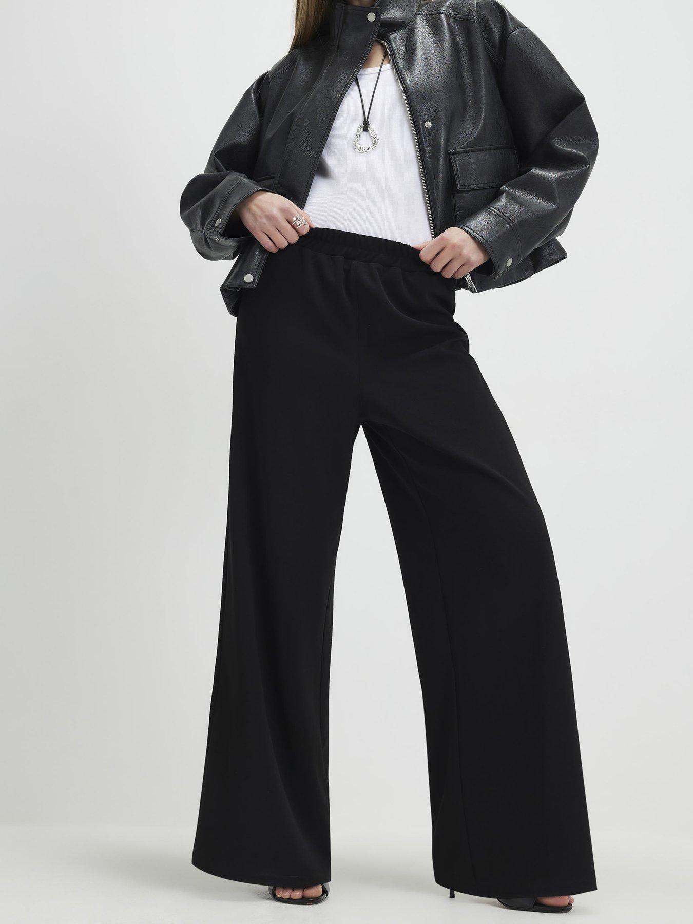 Image 1 of 4 of River Island Wide Leg Trouser - Black