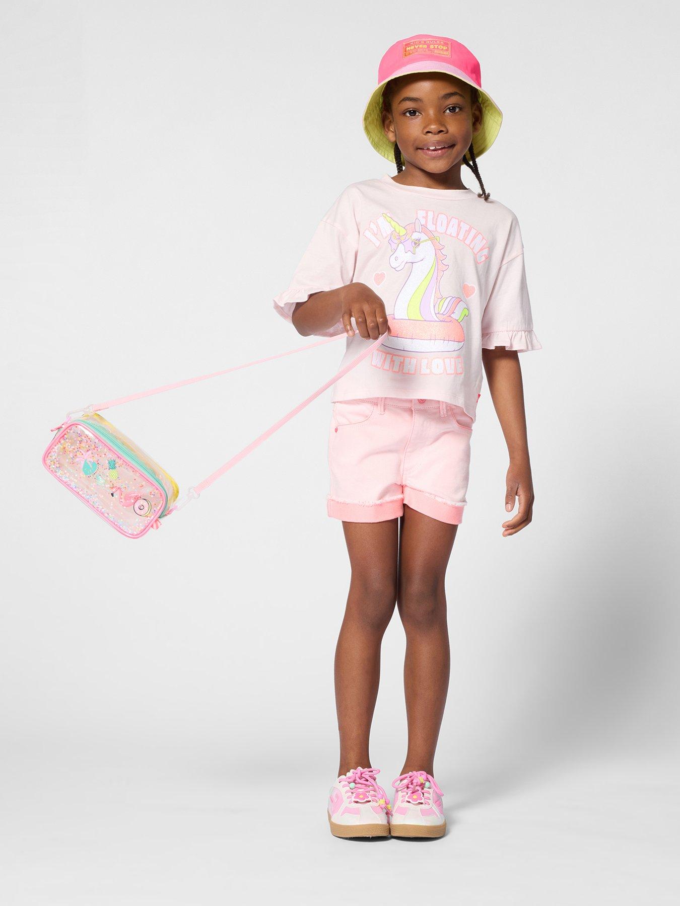 Billieblush Girls Sequin Pocket Denim Shorts - Pink