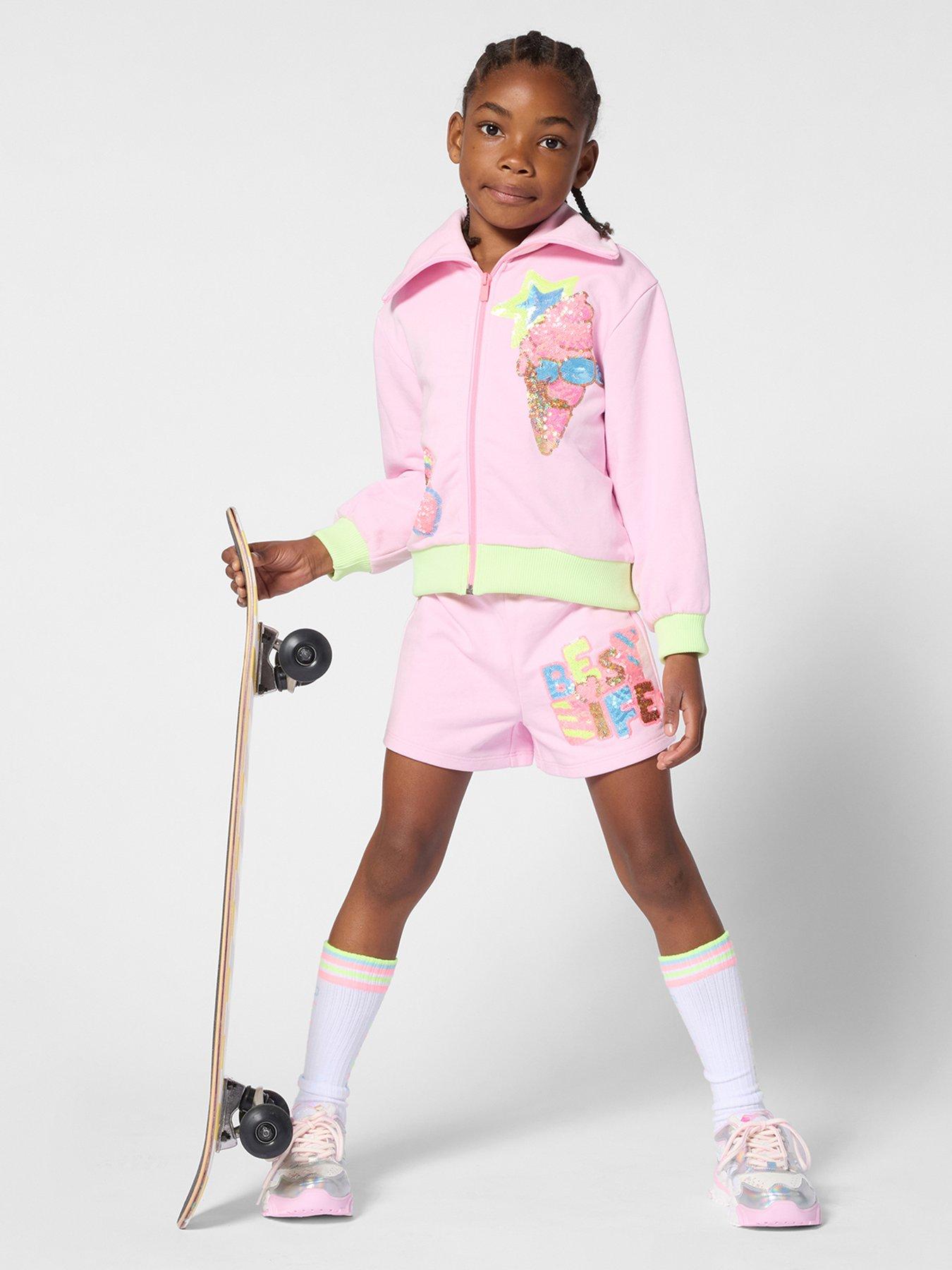 Billieblush Girls Sequin Jog Shorts - Pink