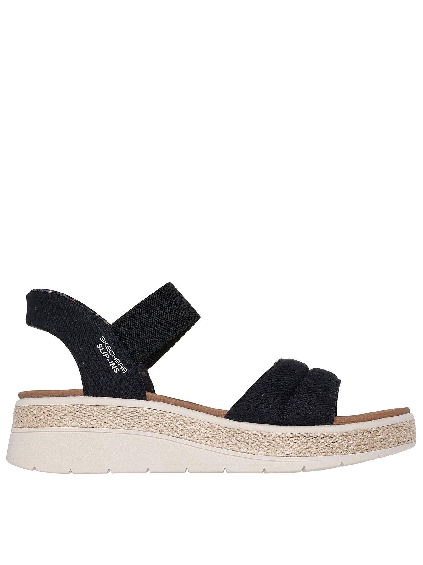 Image 1 of 5 of Skechers Bobs Sun Ray Wedge Sandals - Black