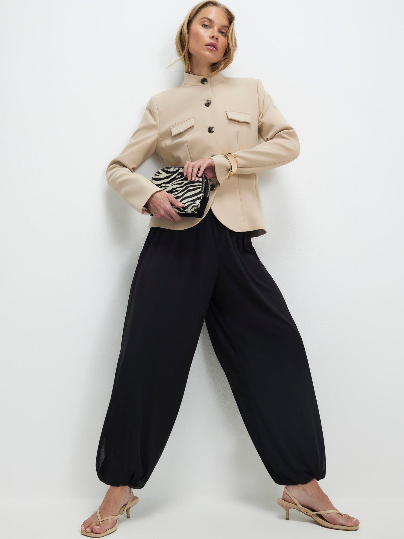 Image 3 of 4 of River Island Bubble Hem Balloon Trousers - Black