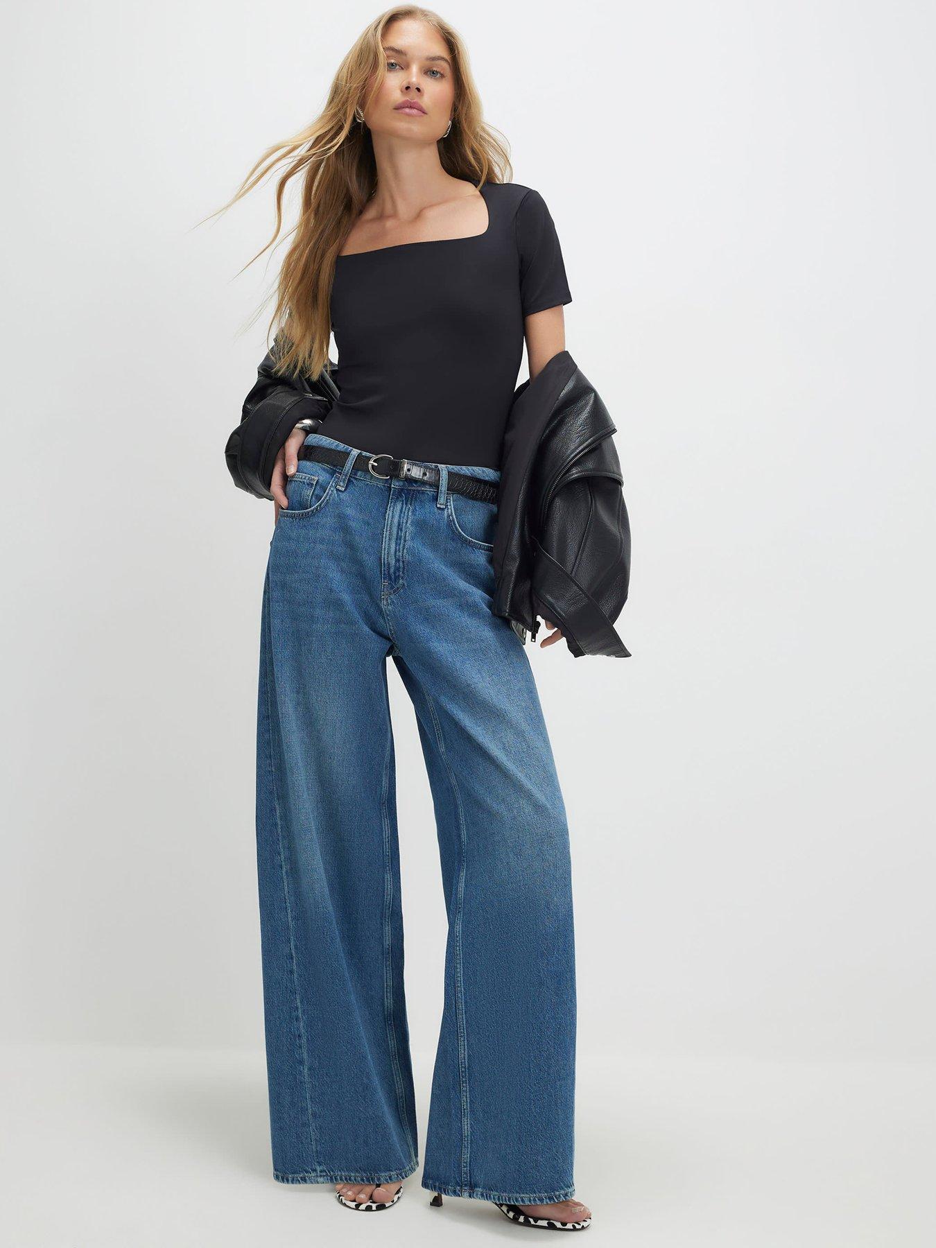 Image 3 of 4 of River Island Short Sleeve Square Neck Polyamide T-Shirt - Black