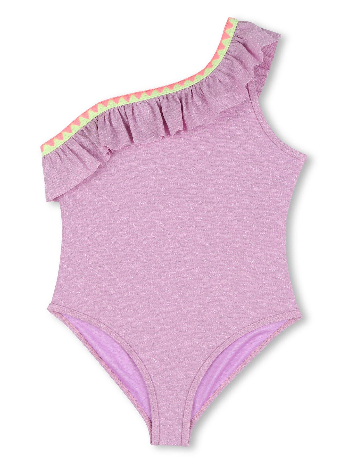 Image 1 of 3 of Billieblush Girls One Shoulder Swimsuit - Purple